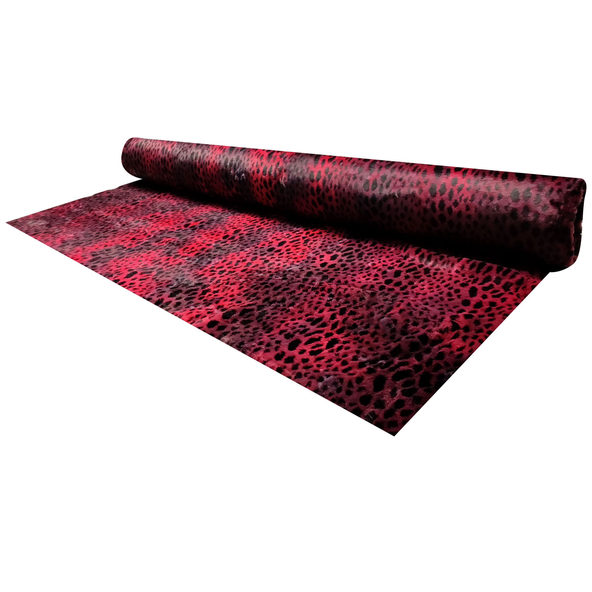 Bordeaux Leopard Patterned Synthetic Fur