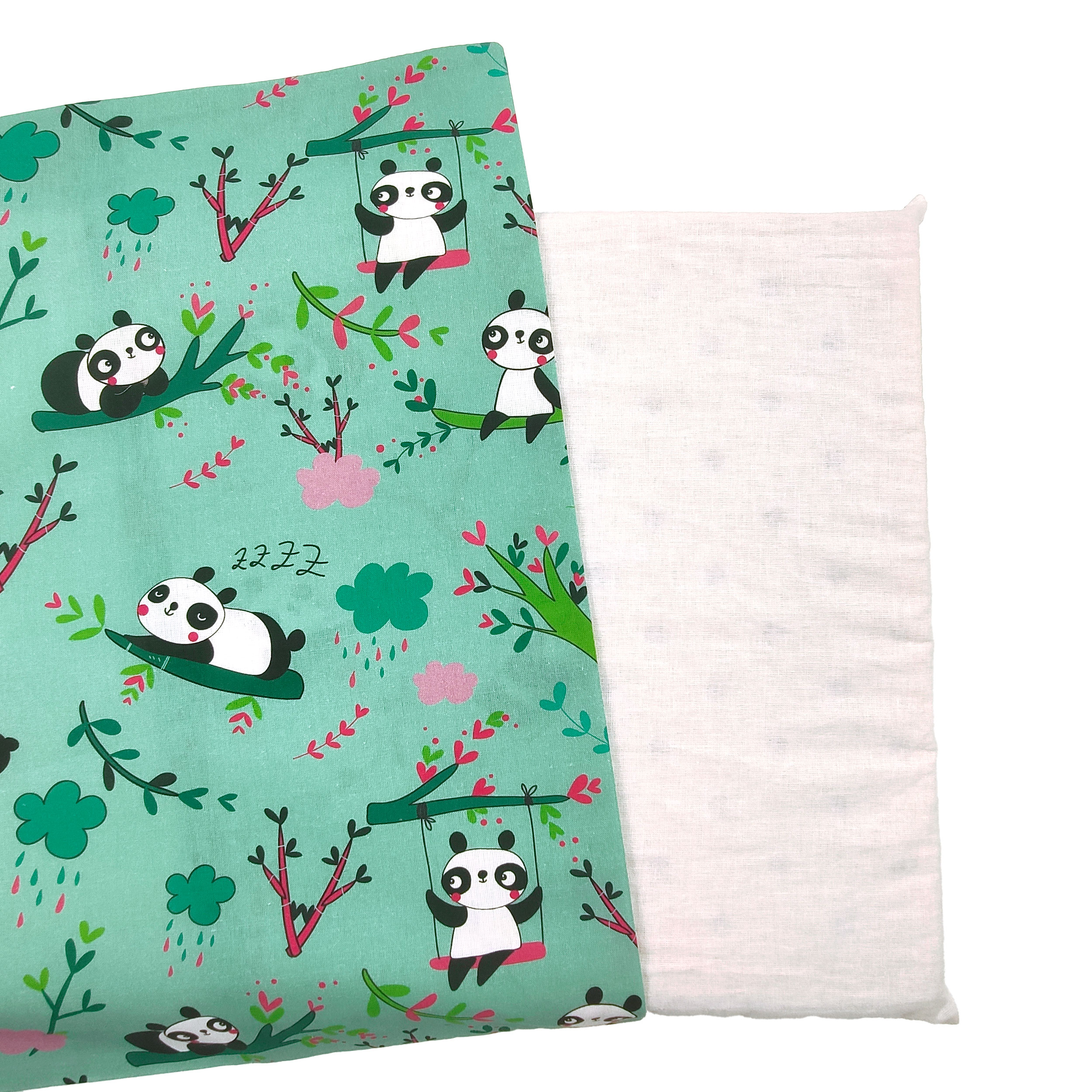 Taie d'oreiller à fond de panda vert menthe - Panini Fabrics