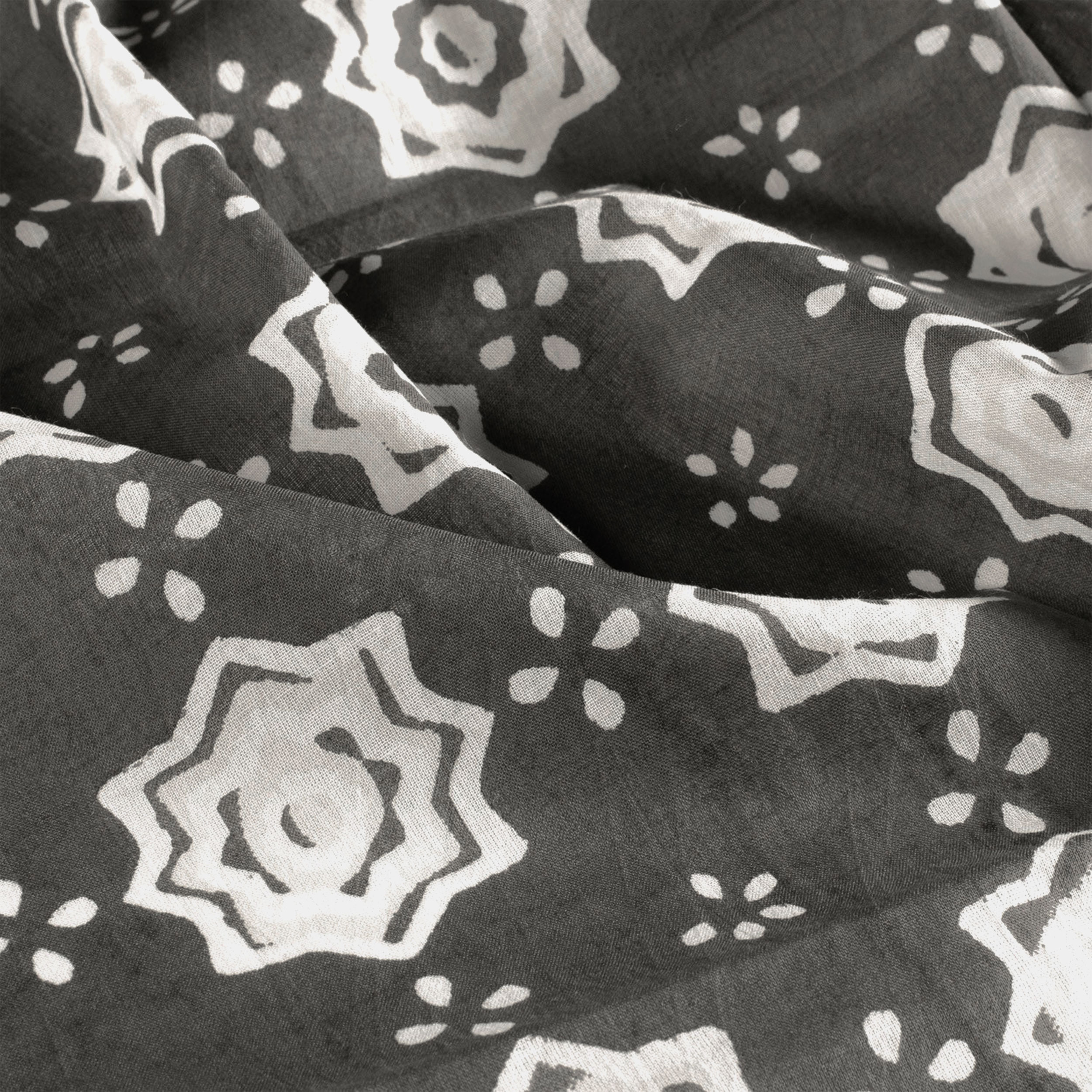 Batik Patterned Cotton Muslin Grey Background Image