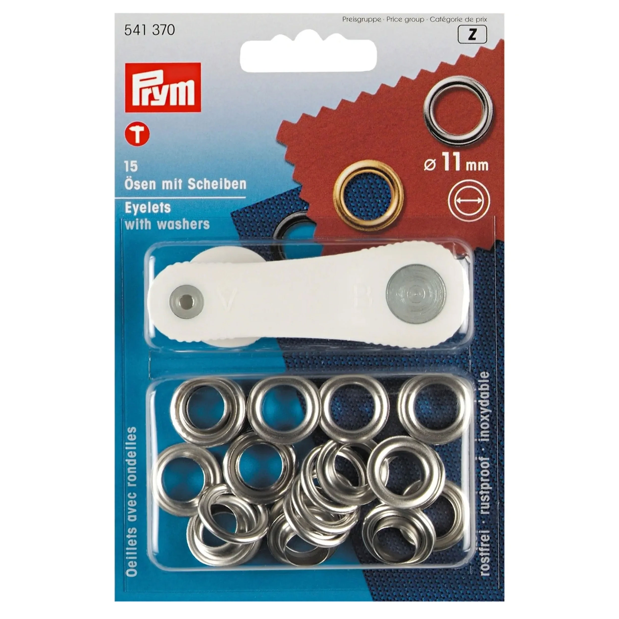 Ösen mit Unterlegscheiben Prym 11 mm Silber