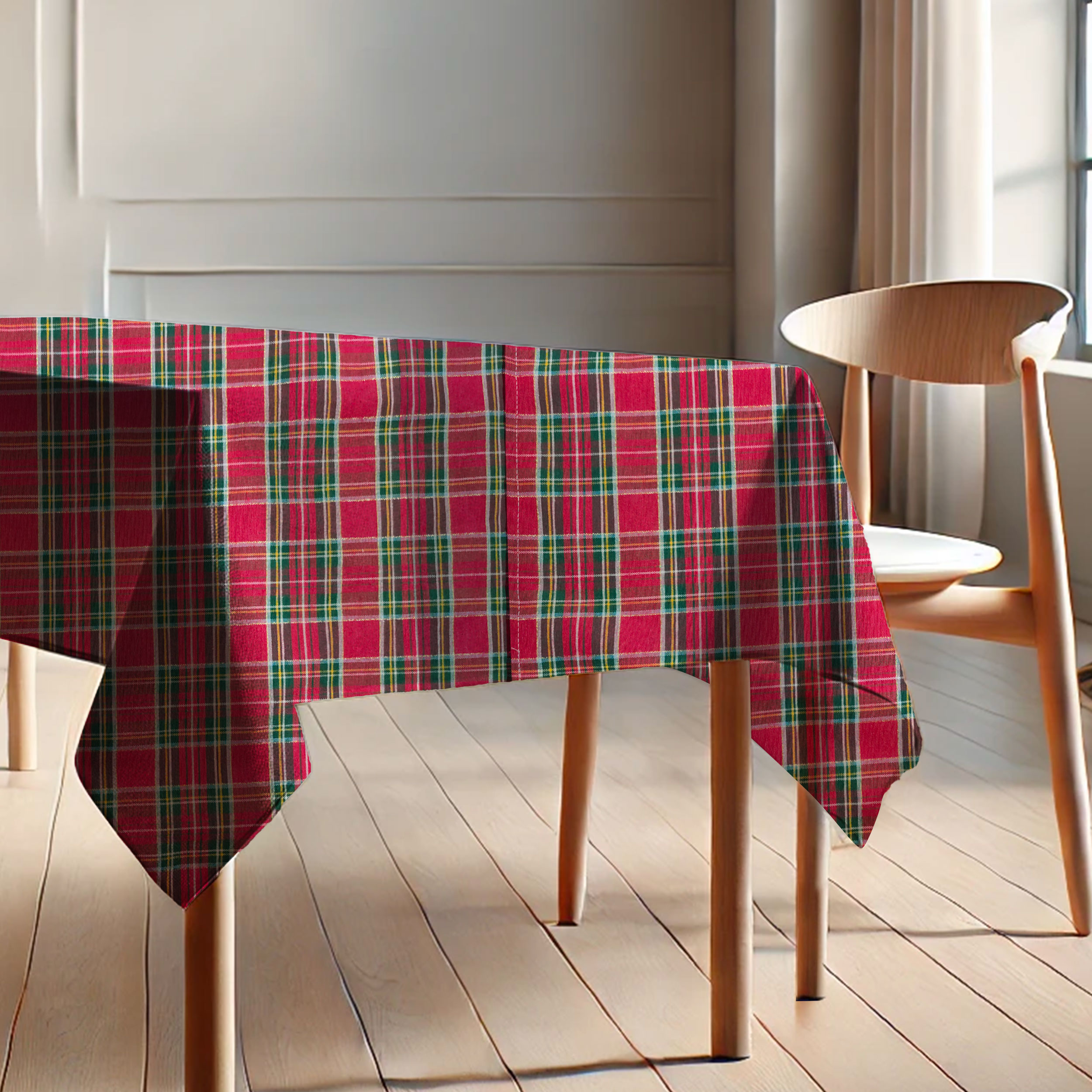 Nappe tissée écossaise rouge et verte