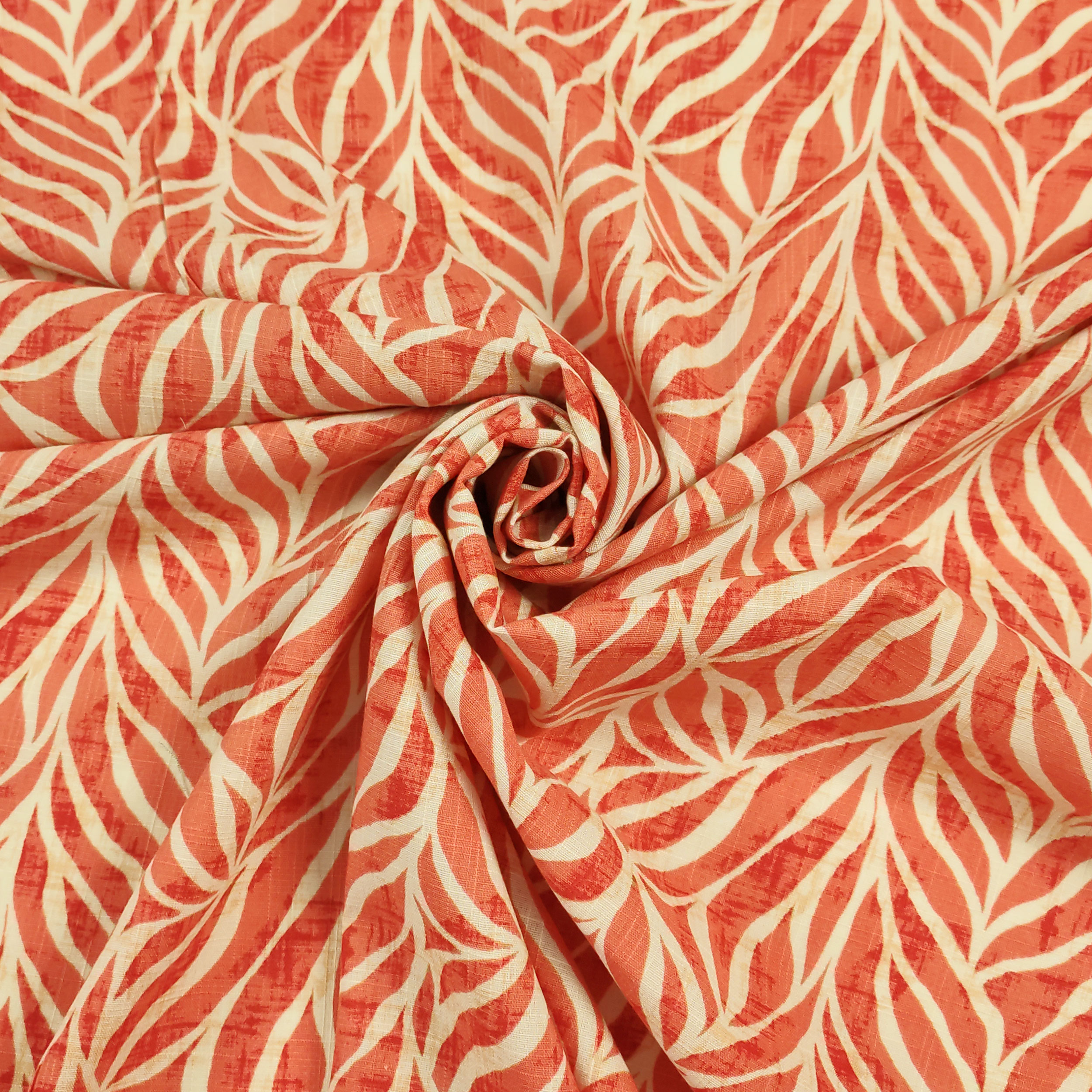 Algodón Viscosa Hojas Fondo Naranja