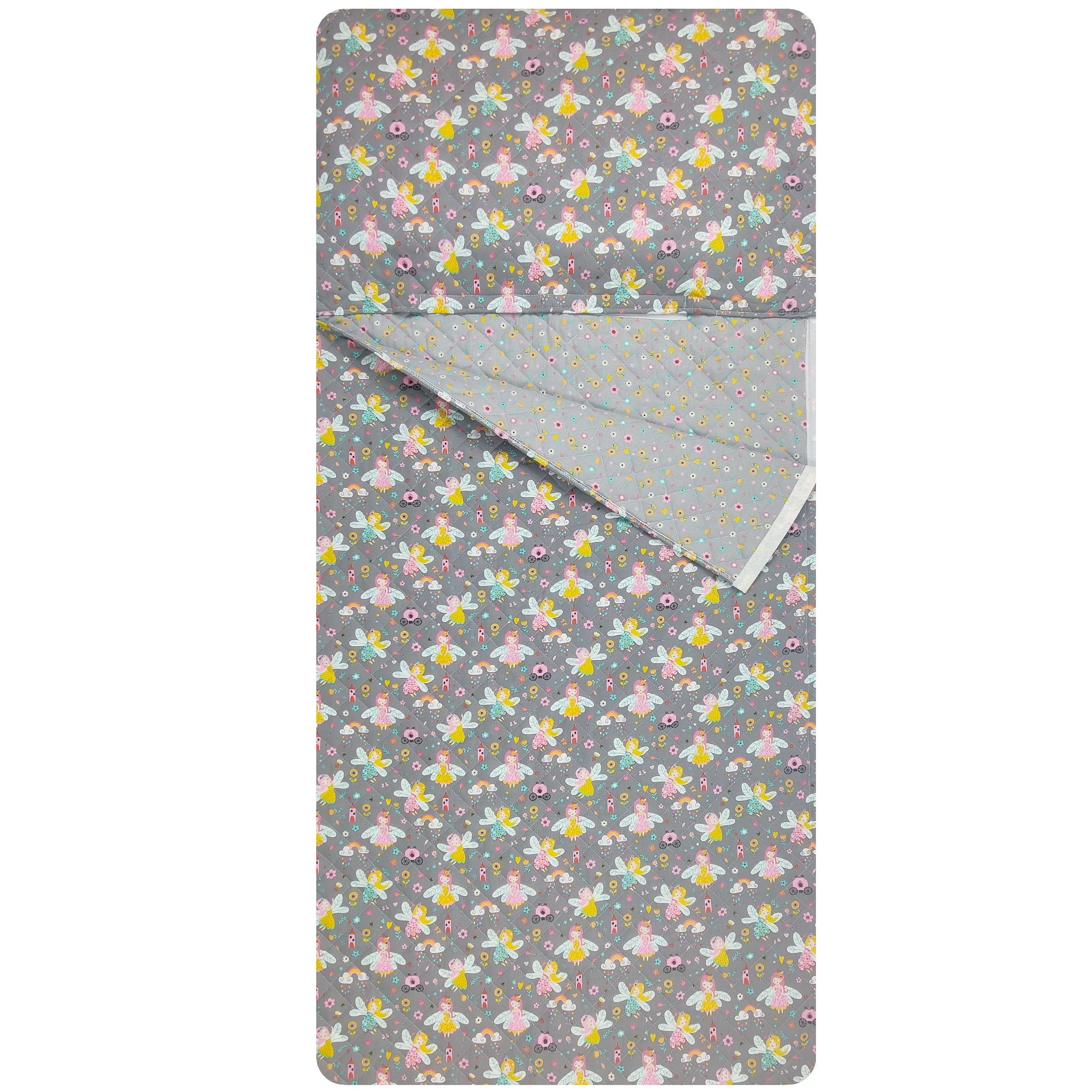 Sac de couchage pour fée Arc-en-ciel et fleurs gris