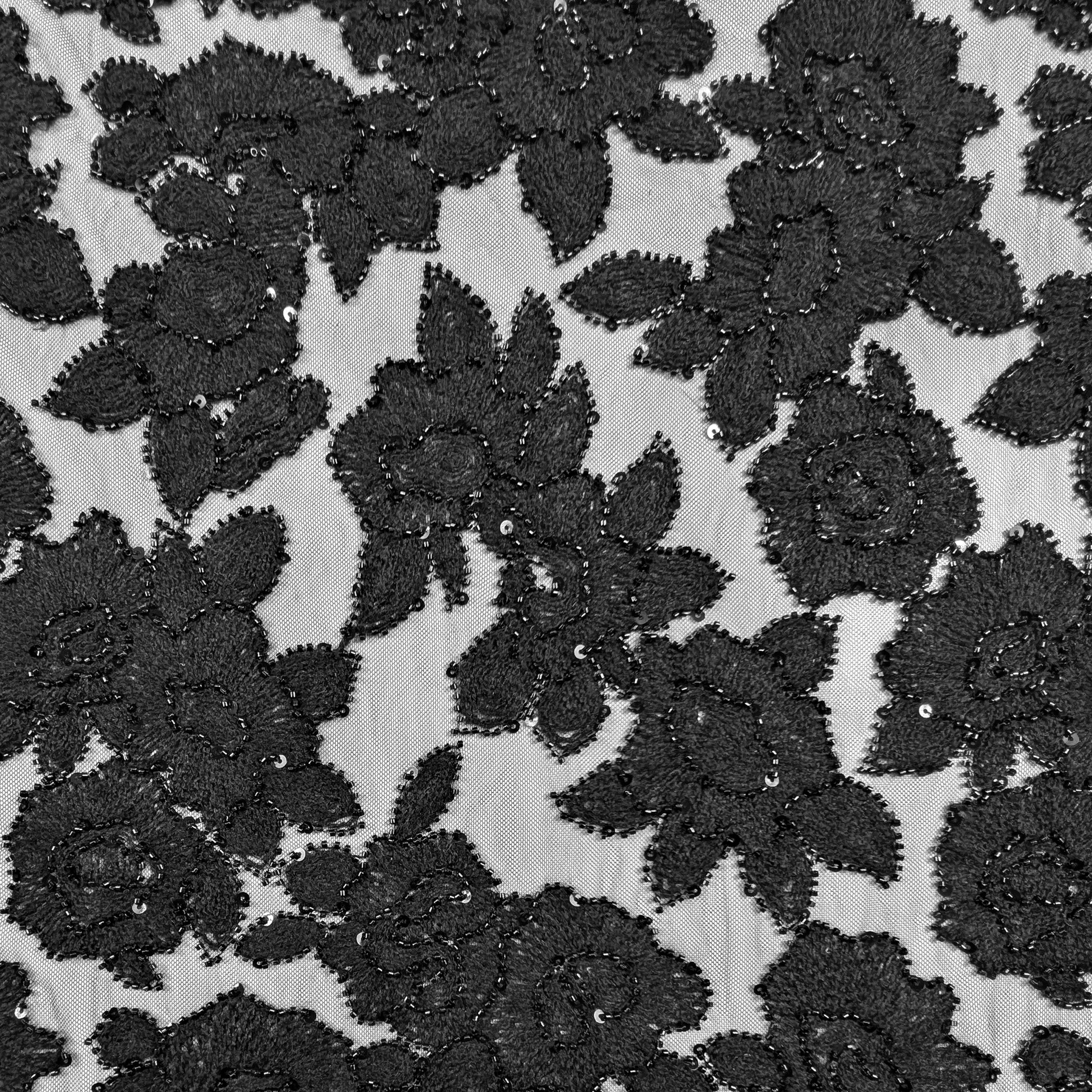 Lace Rose Wool Sequins Black Image