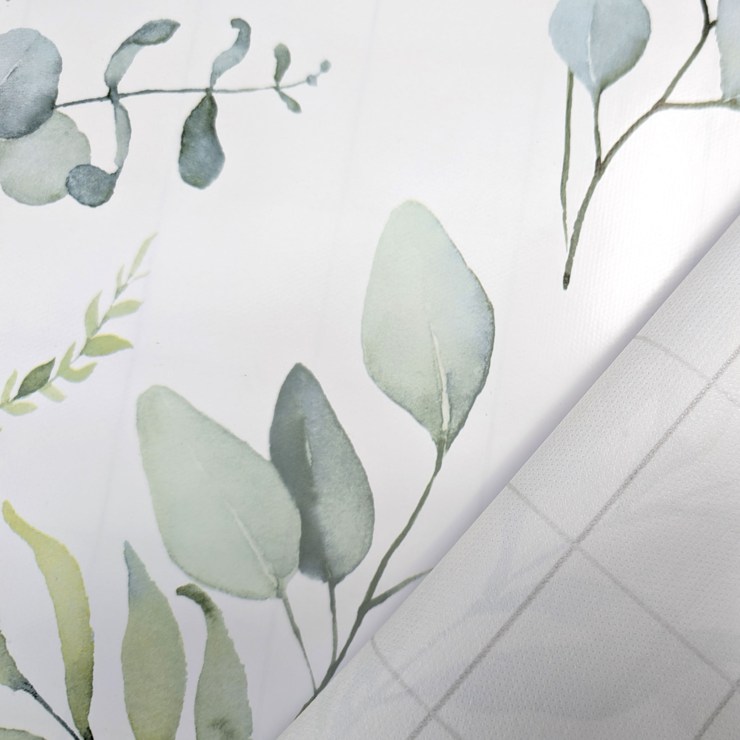Fabric for Plasticised Tablecloth Green Branches and Leaves Image