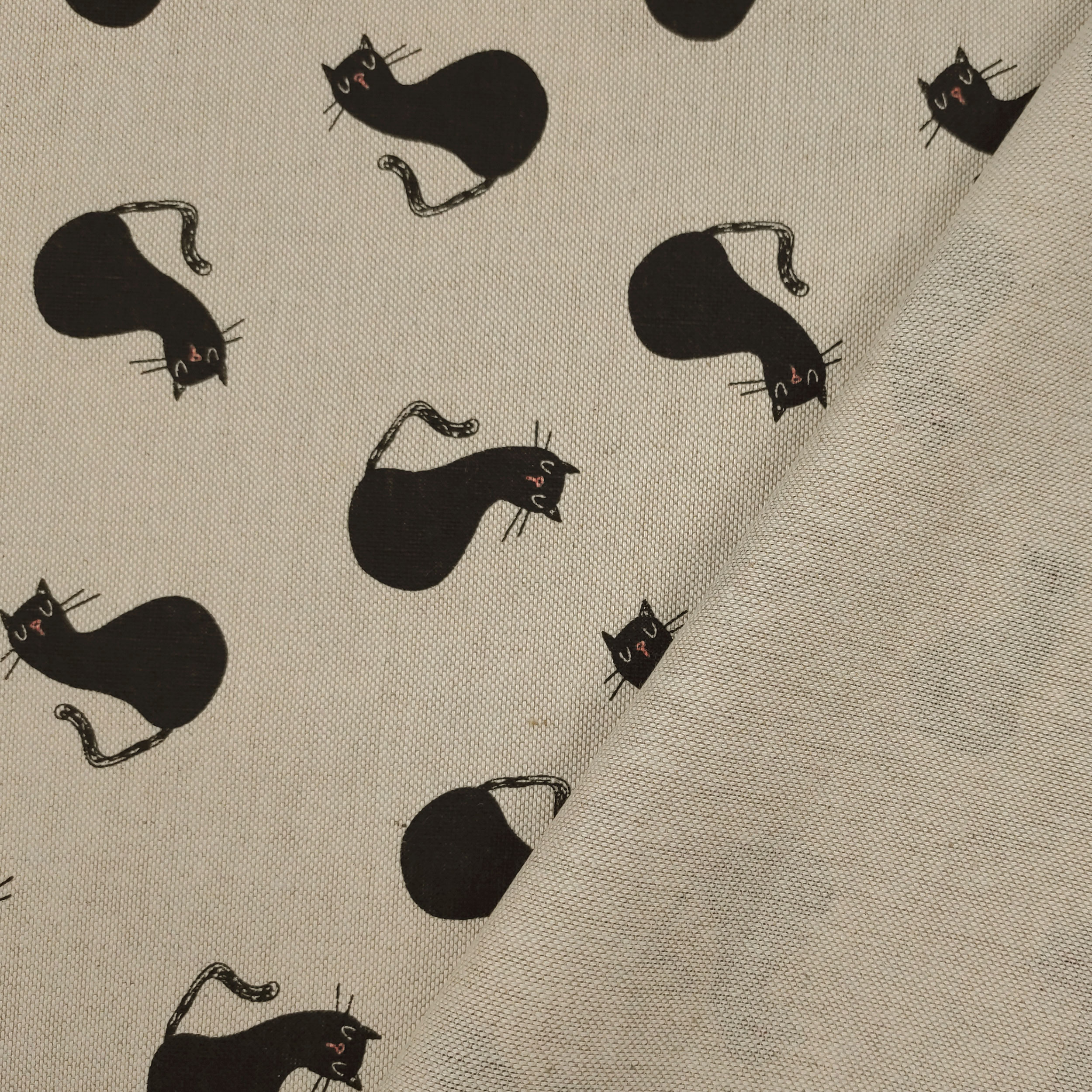 Panama Tissu Découpe Chatons noirs 50x145 cm Image