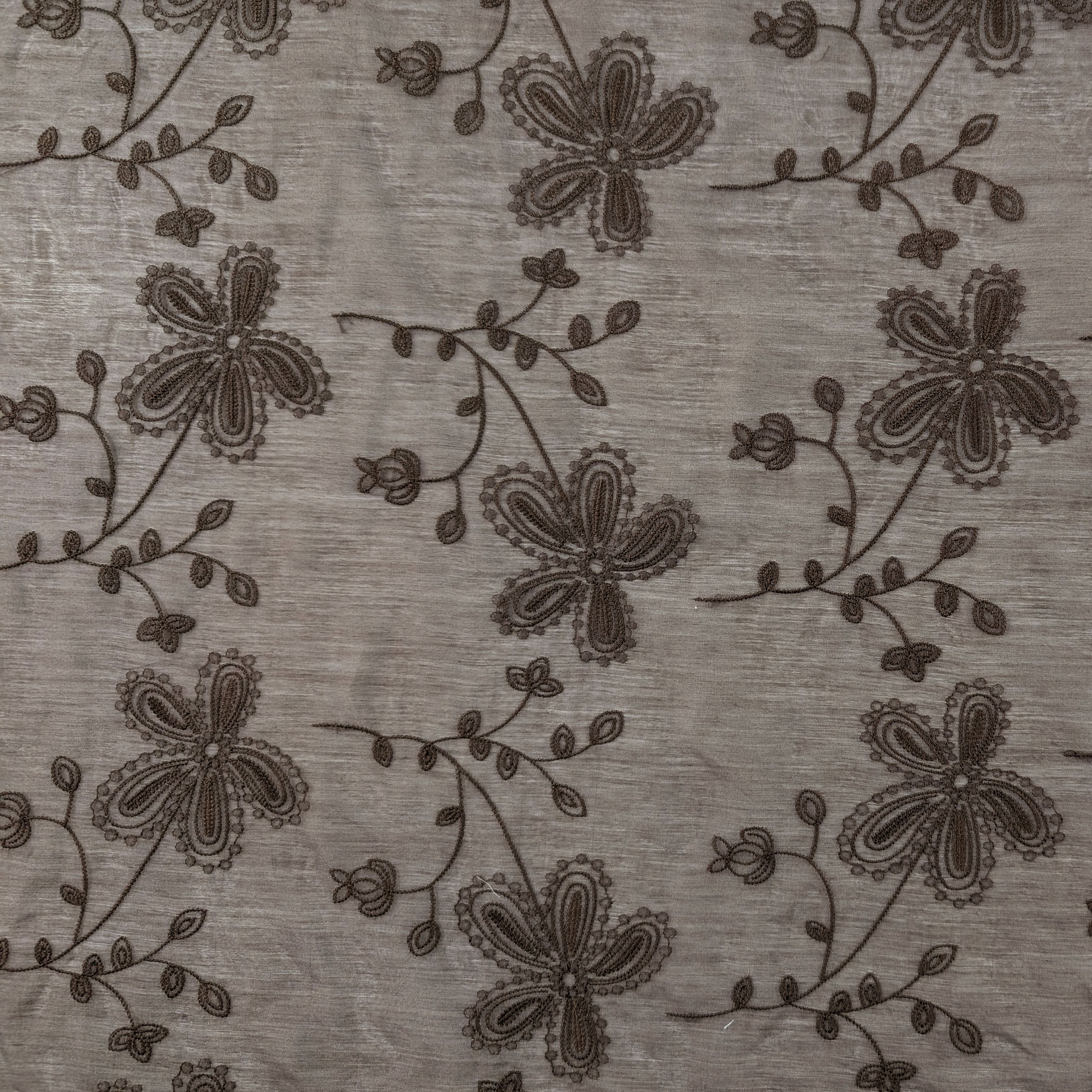 Embroidered Muslin Brown Flowers Image
