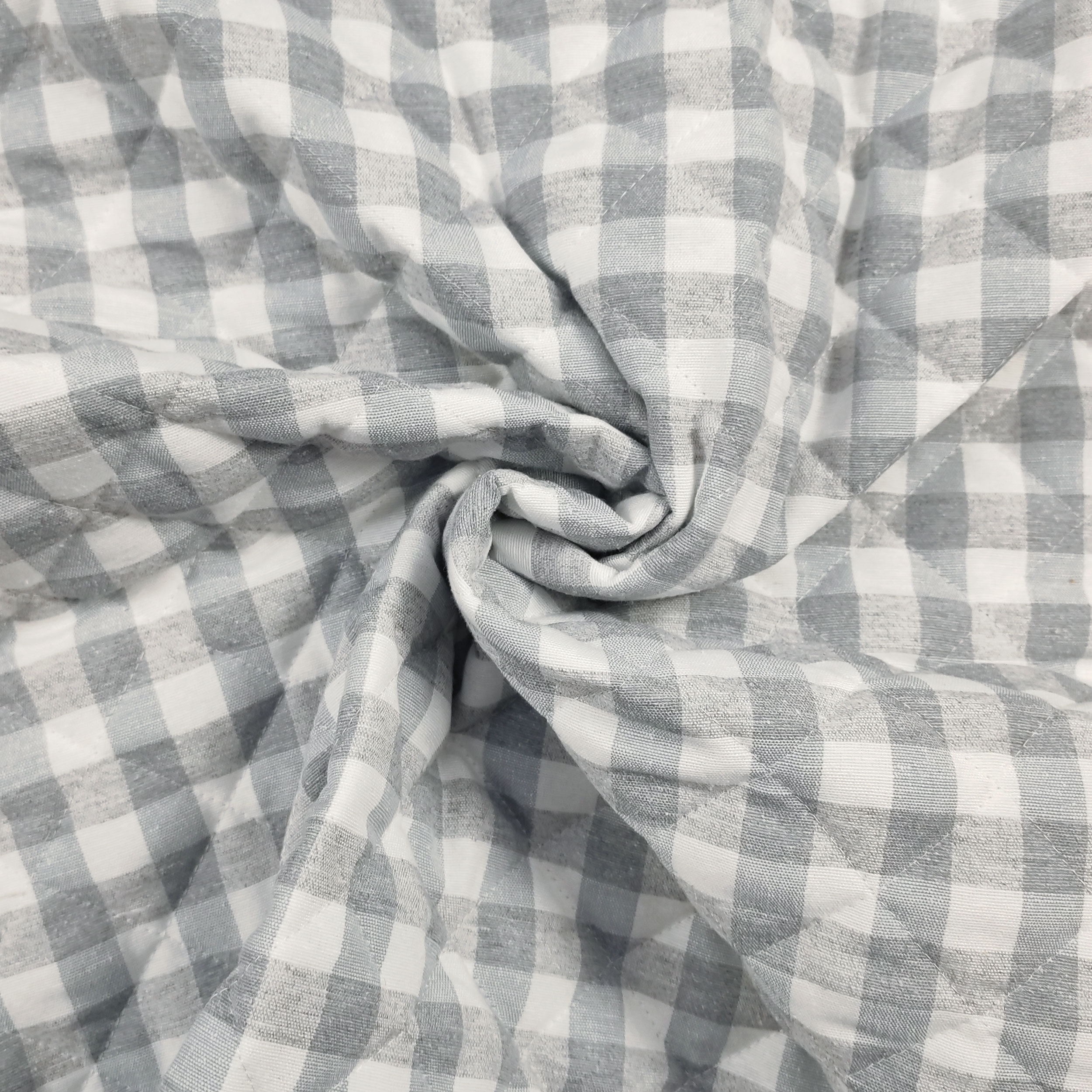 Light Grey Quilted Check Fabric
