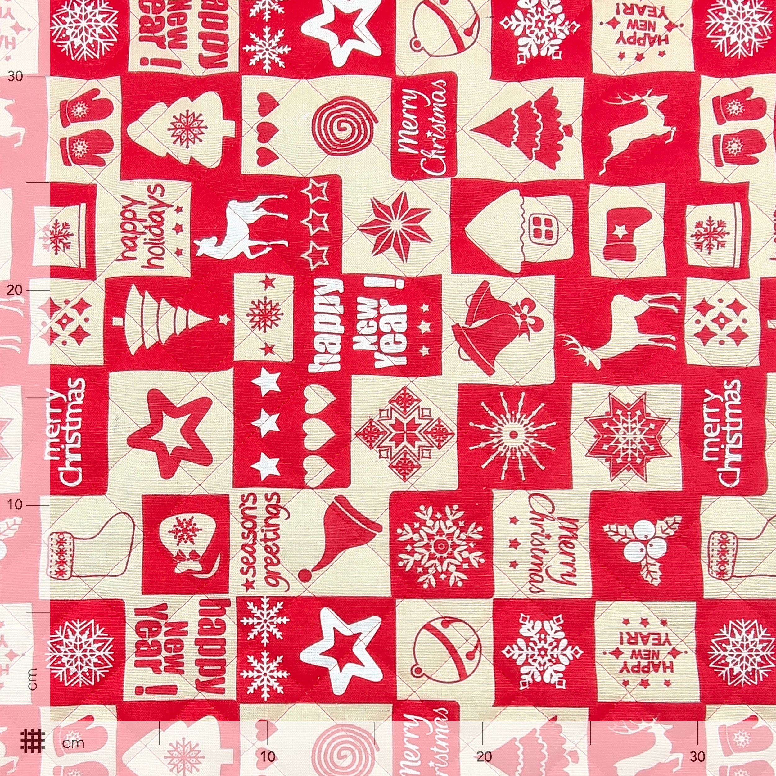 Tissu matelassé Patchwork de Noël Rouge