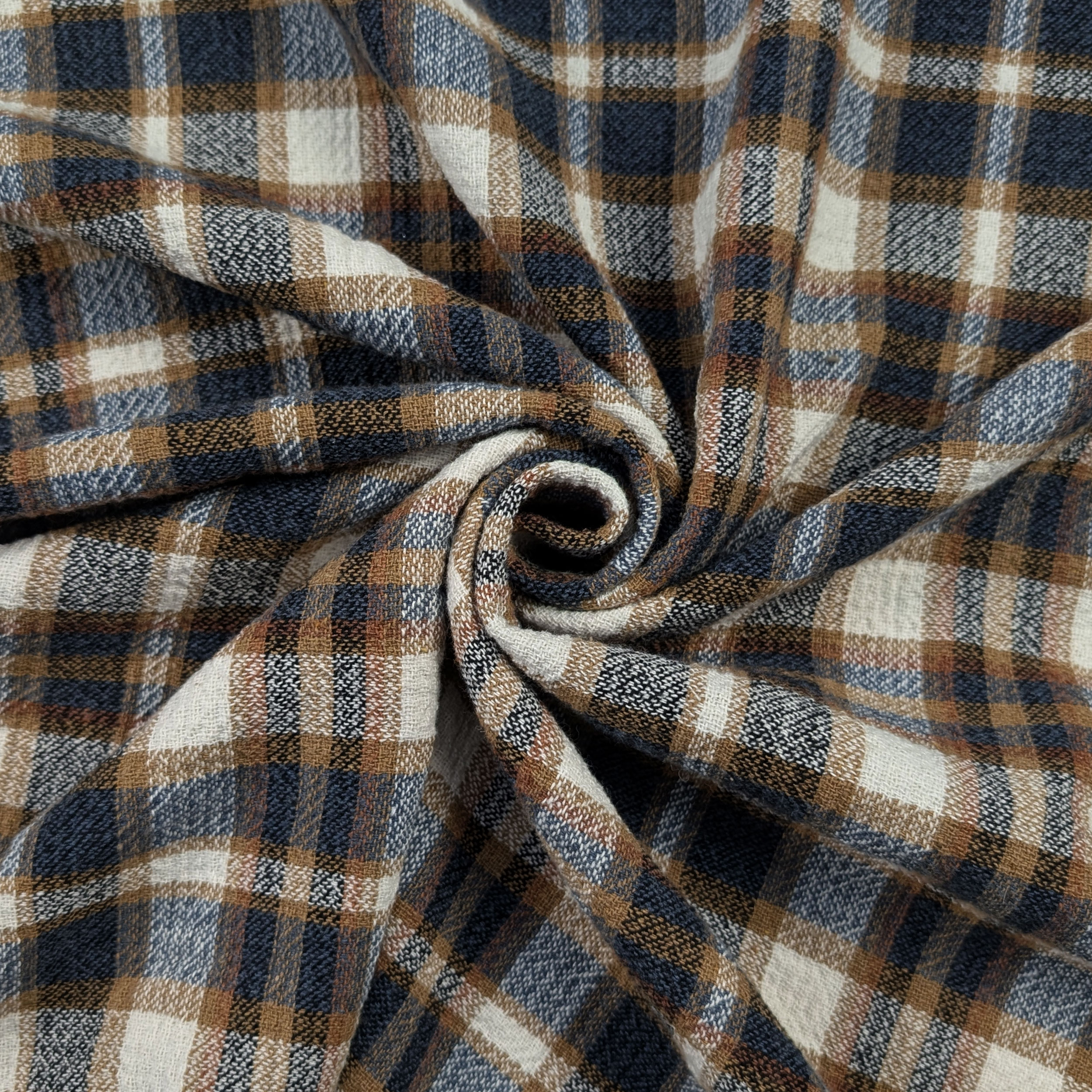 Beige and Blue Tartan Tweed Image