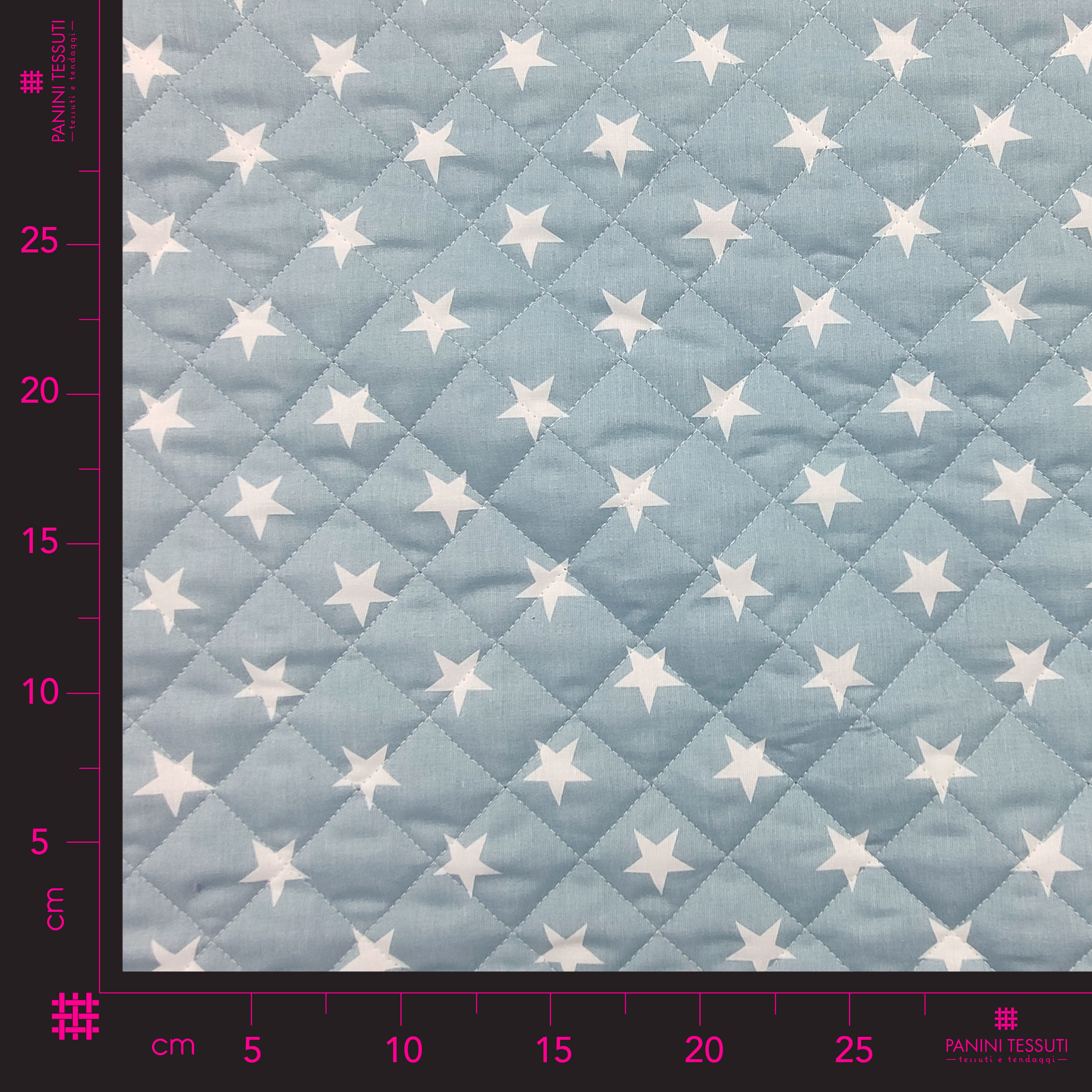 White Stars Quilted Cotton - Baby Blue Image