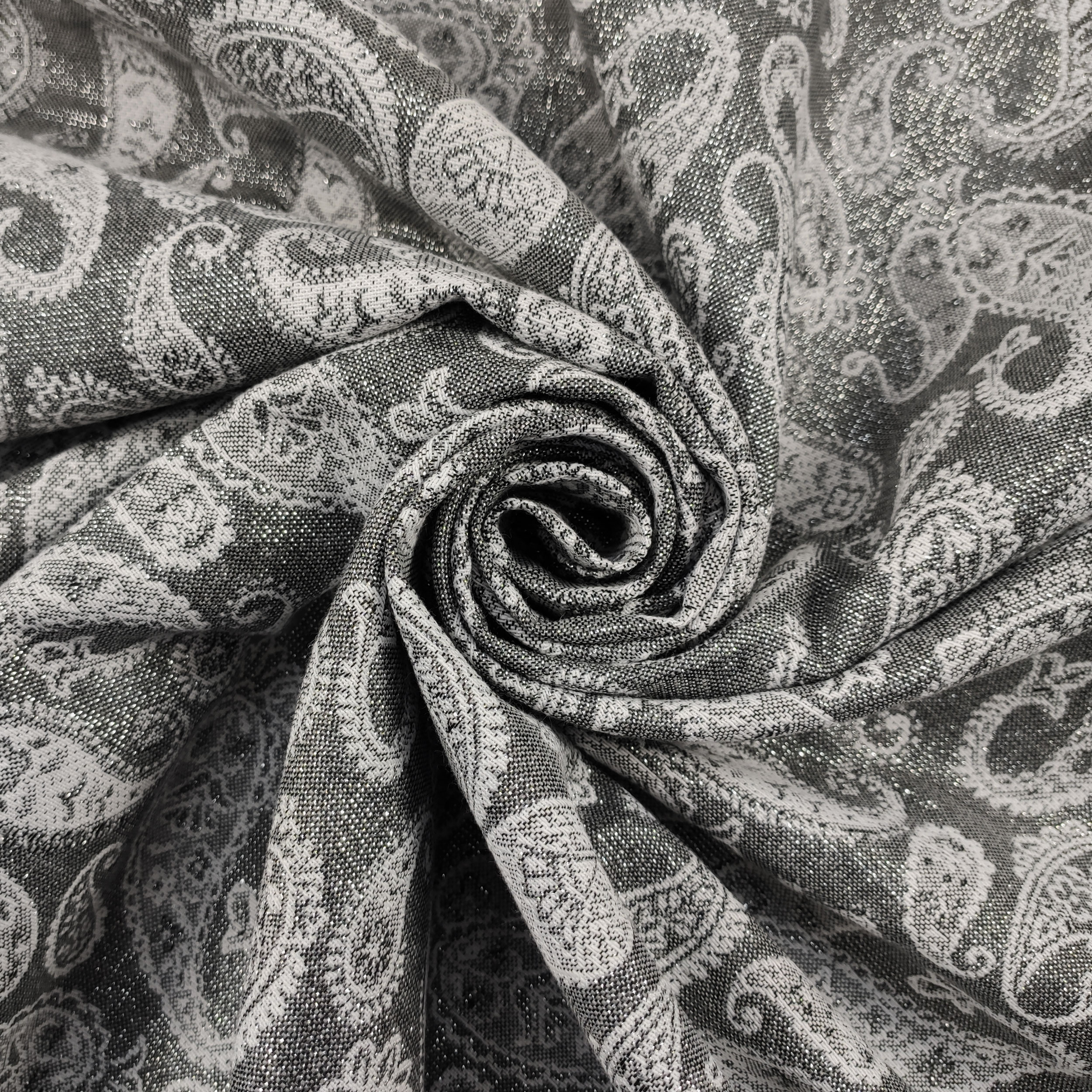 Coton mélangé Cachemire Fantaisie Argent Lurex
