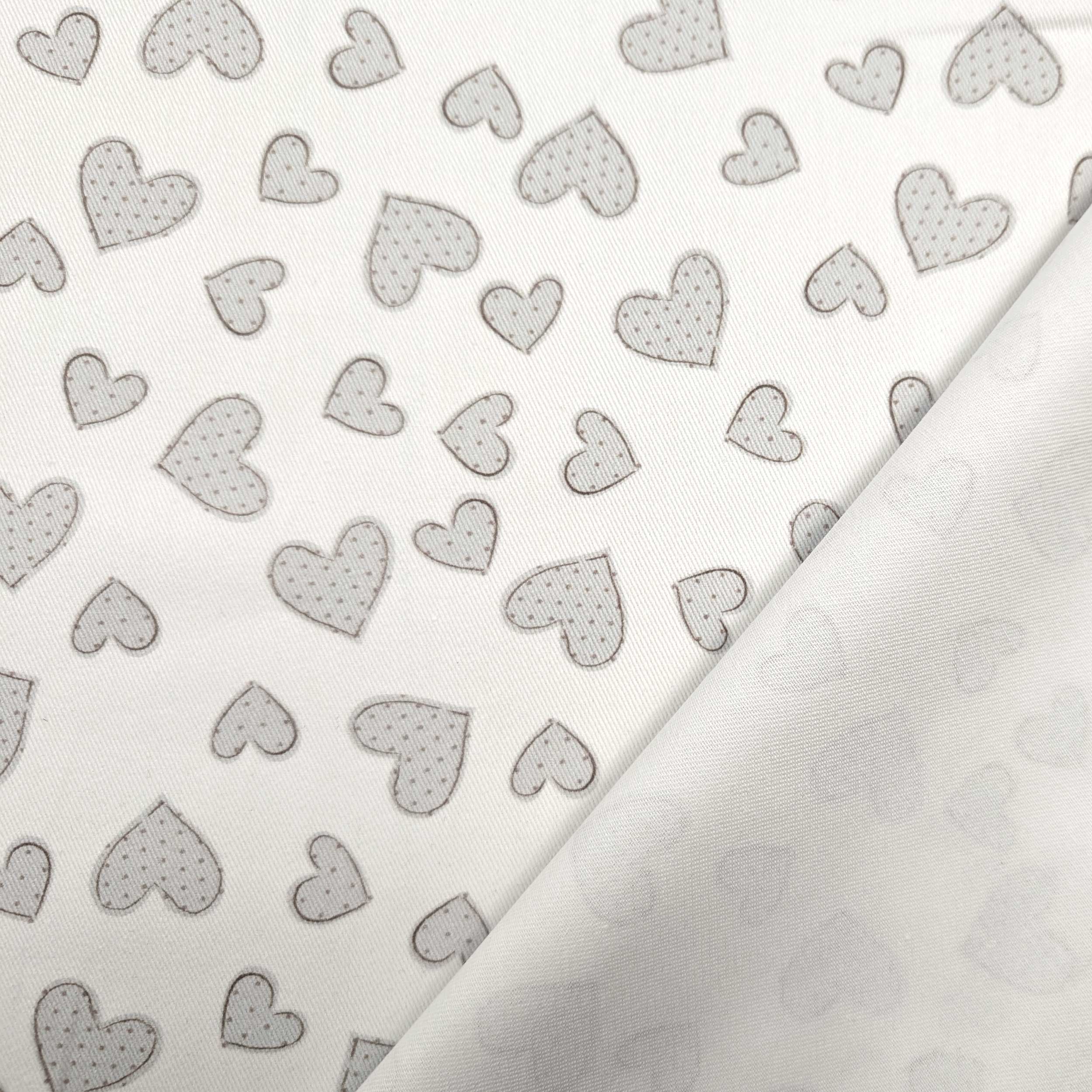 Grey Hearts Cotton Gabardine Image