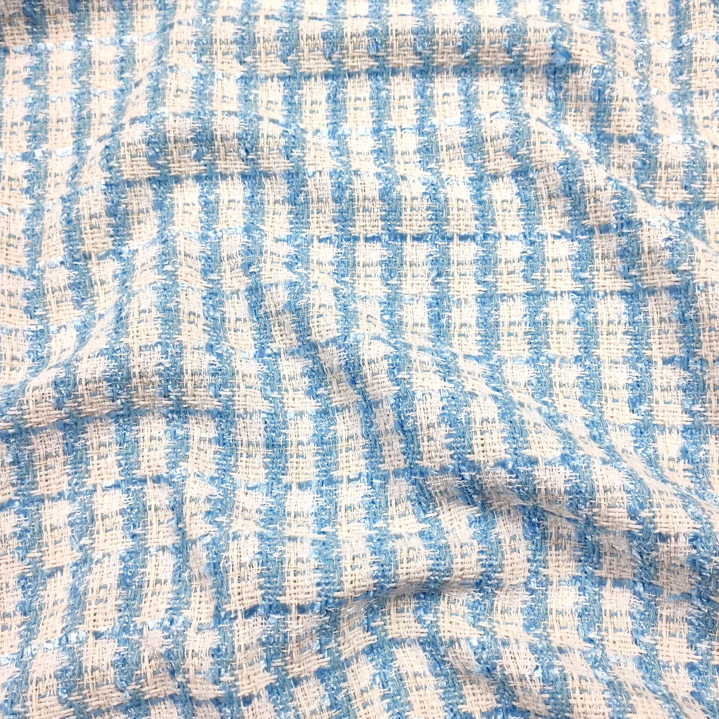 Tweed High Fashion Light Blue White Lurex