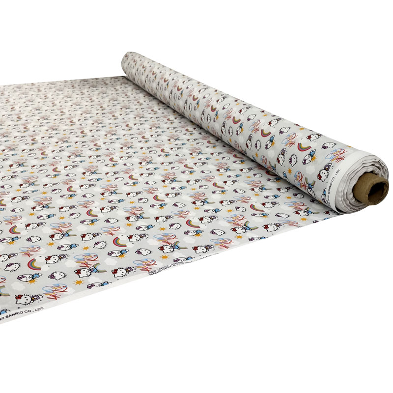 Tessuto Cotone Hello Kitty Grigio