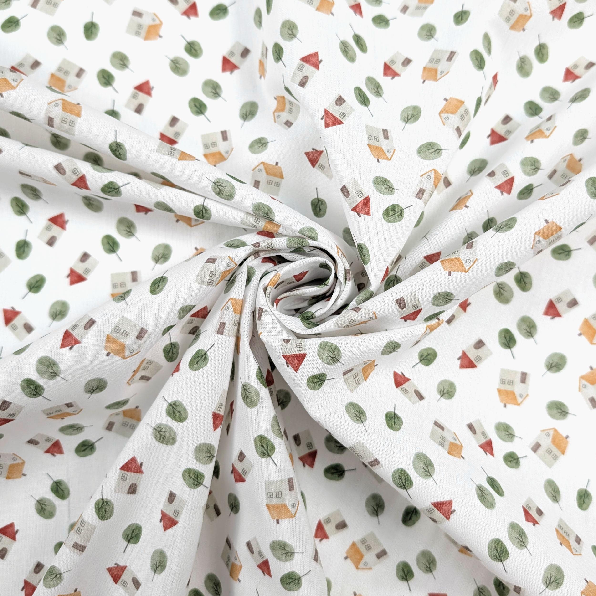Percale Cotton: Little Houses and Little Trees Image
