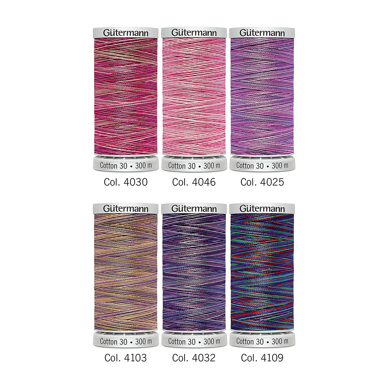Gutermann Hilo de Algodón 300 m 6 Bobinas Tonos de Rosa