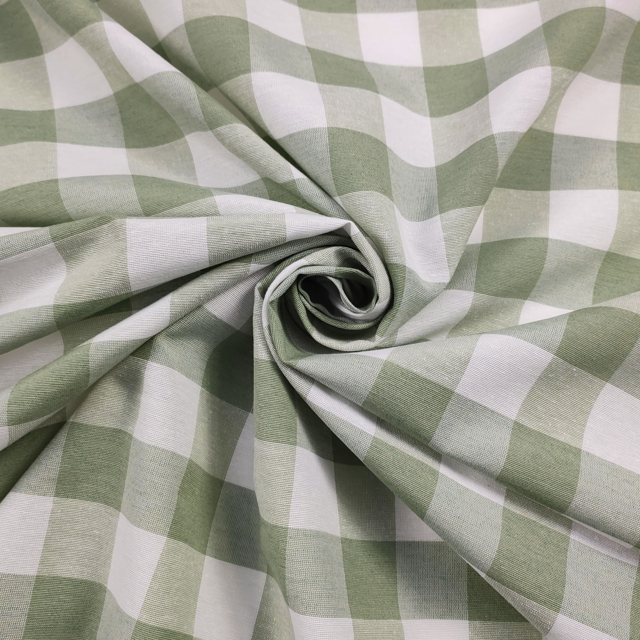 Sage Check Cotton Mix Tablecloth Fabric Image