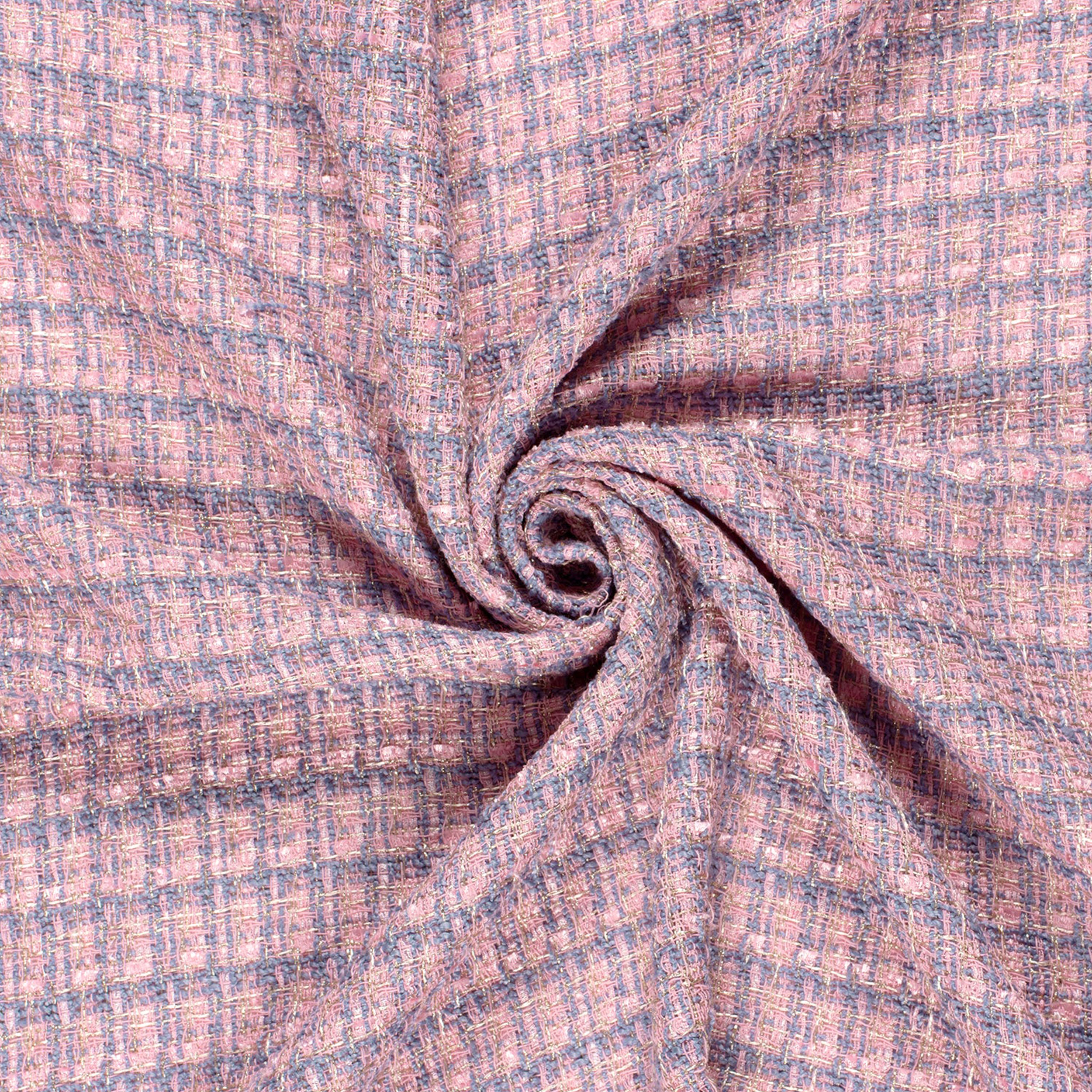 Tweed Rose Bleu clair Poudre Lurex