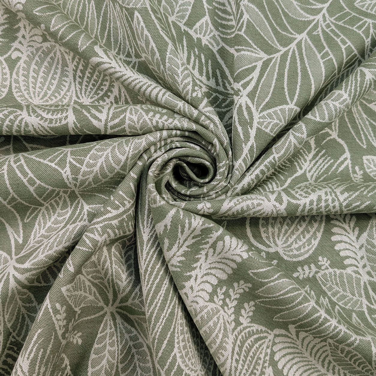 Jacquard Feuilles Fond vert H 280 cm Image