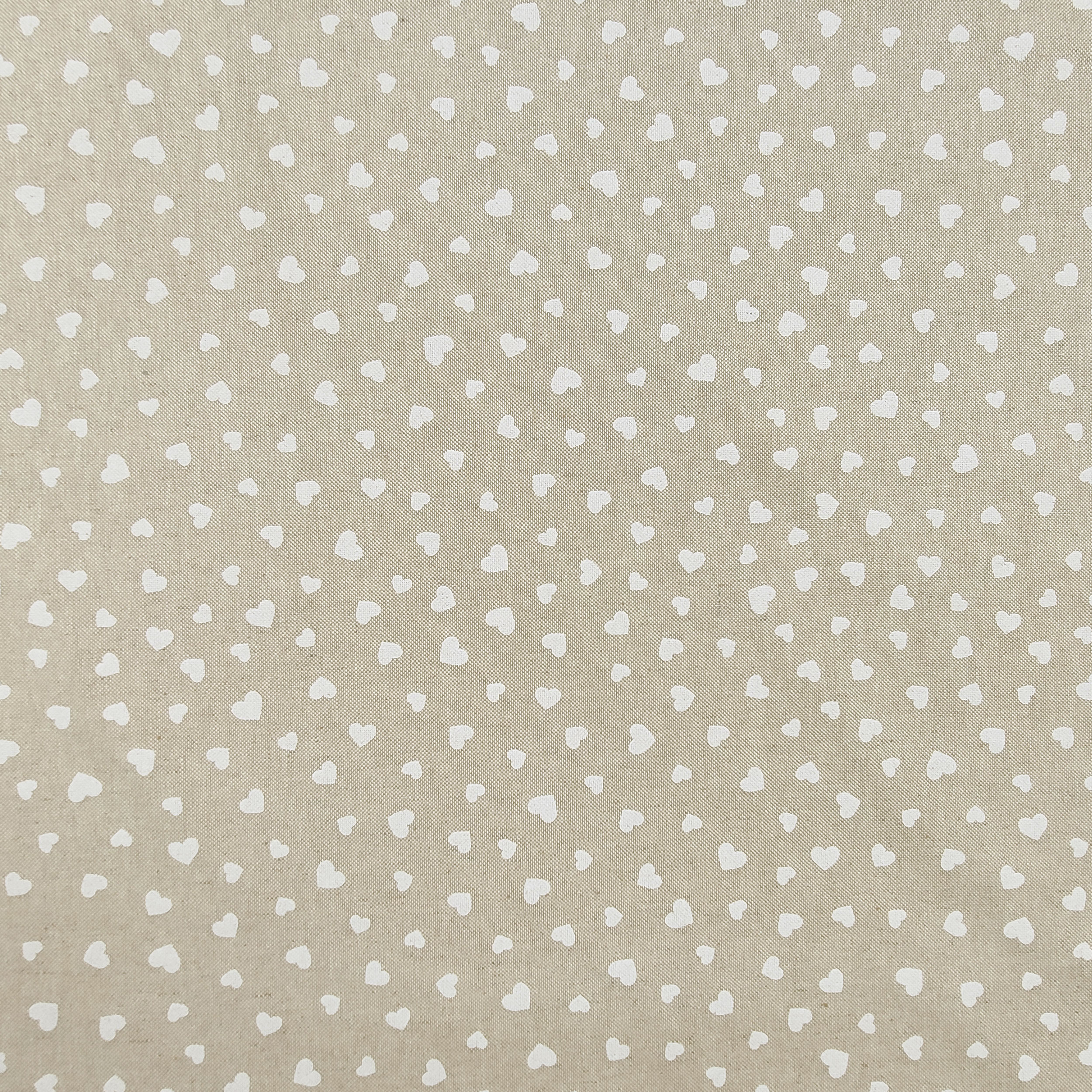 Panama Fabric White Hearts Image