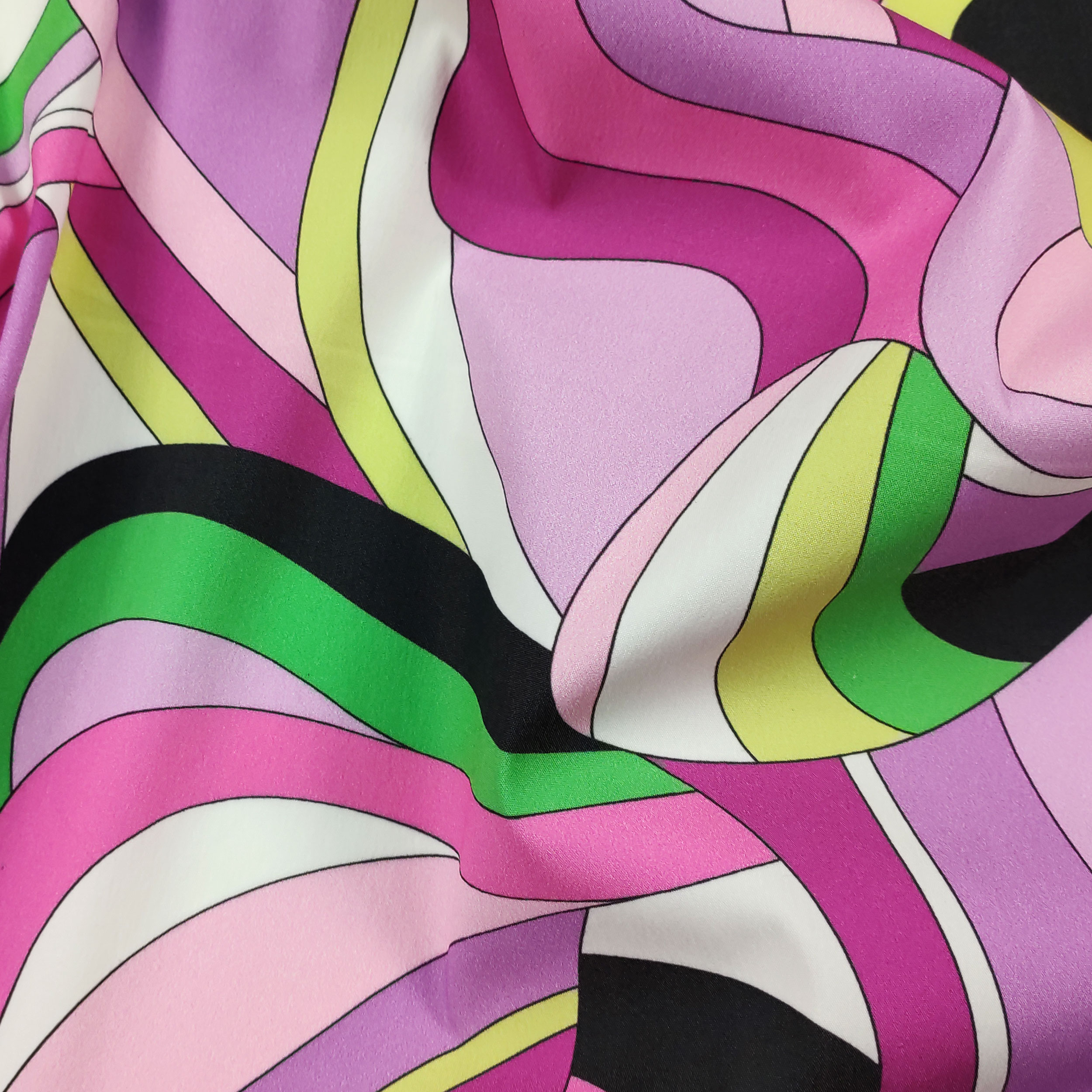 Cotton Stretch Fantasy Optical Pink Green Image
