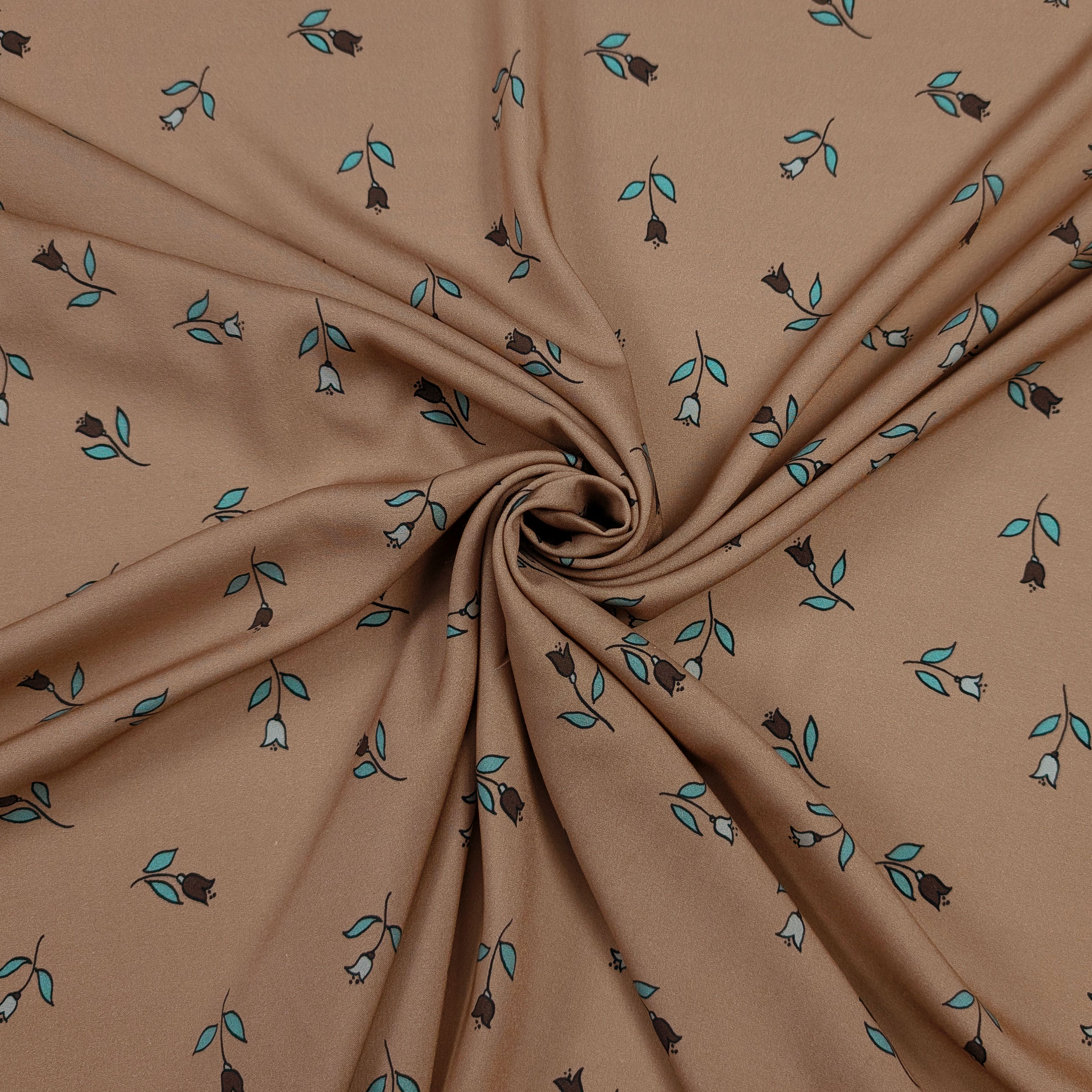 Viscose with a floral pattern on a dark beige background Image