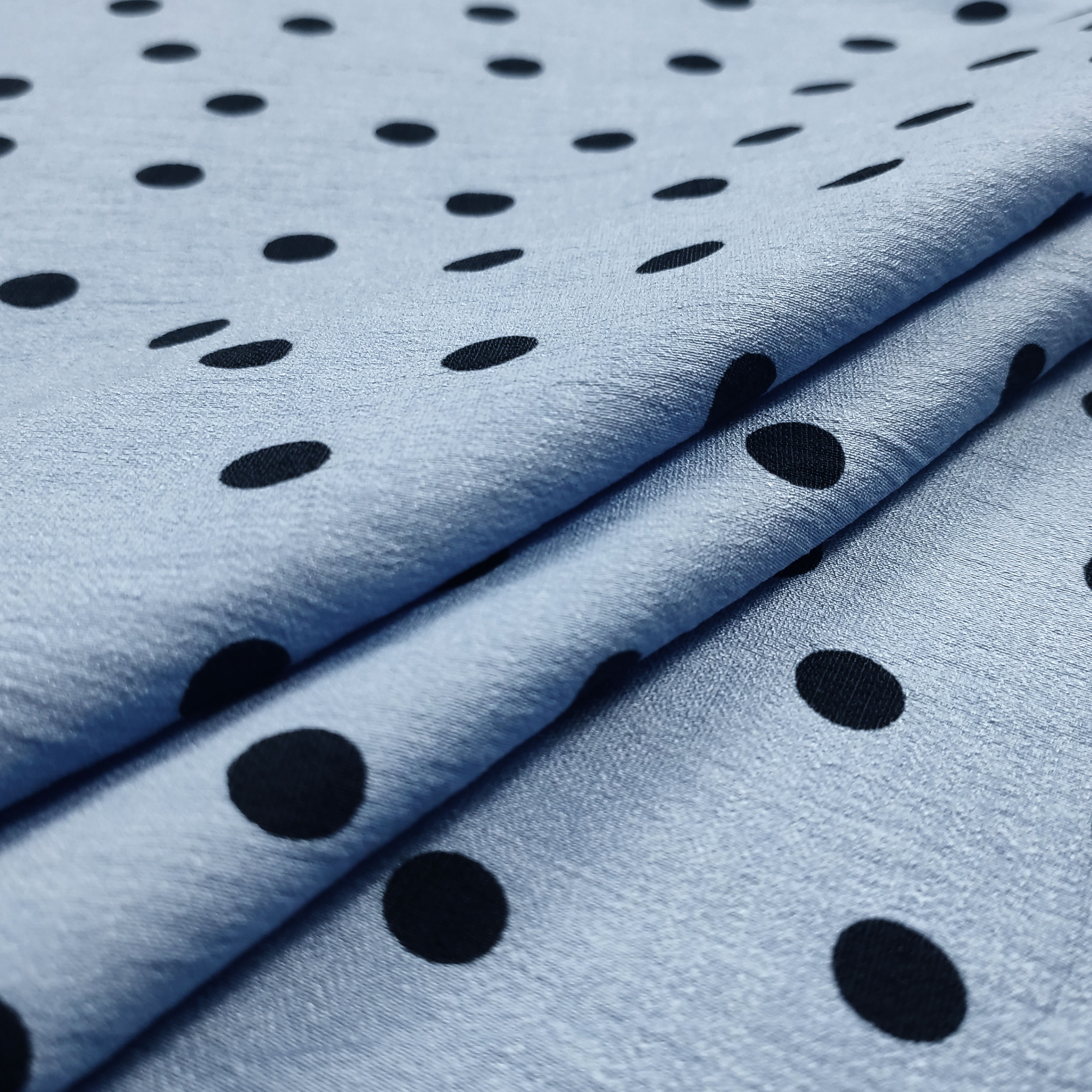 Dressmaking Viscose Crepe Polka Dot - Sky Blue 