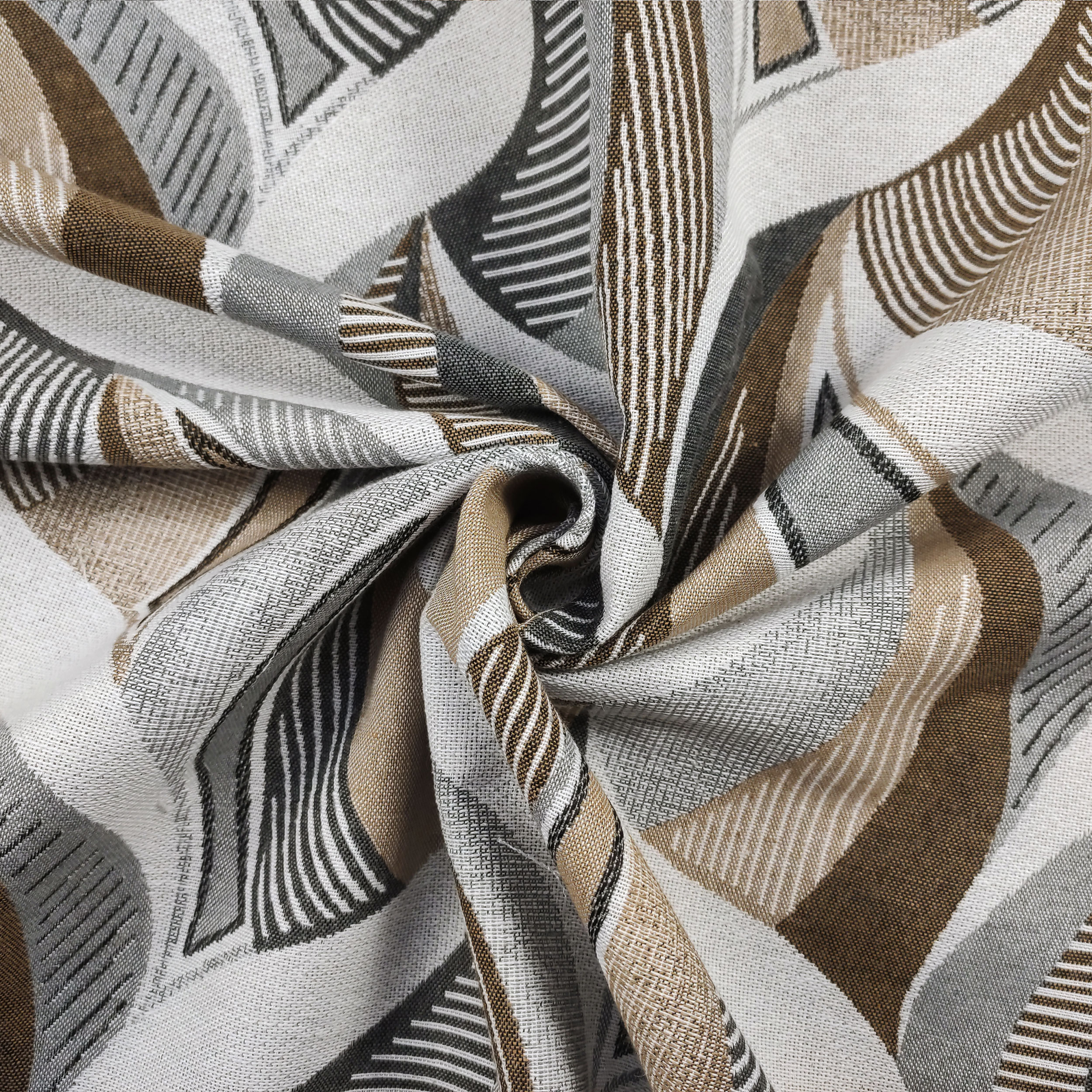 Jacquard geométrico beige y gris