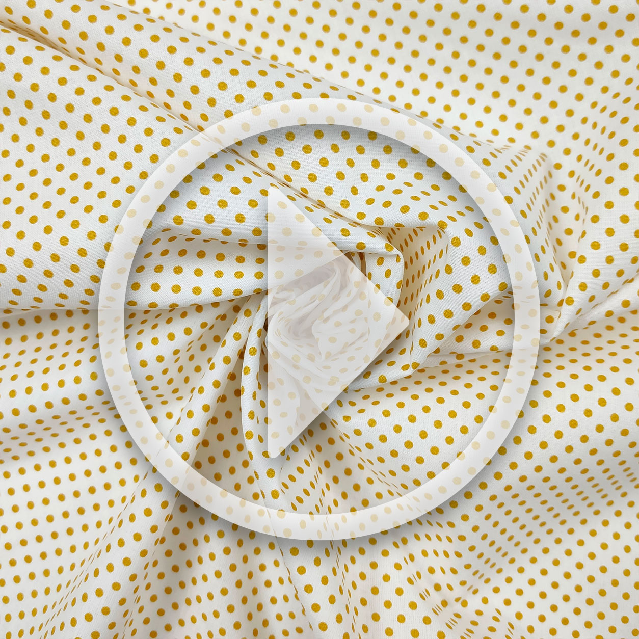 Cotton Fabric White Mustard Polka Dot Image