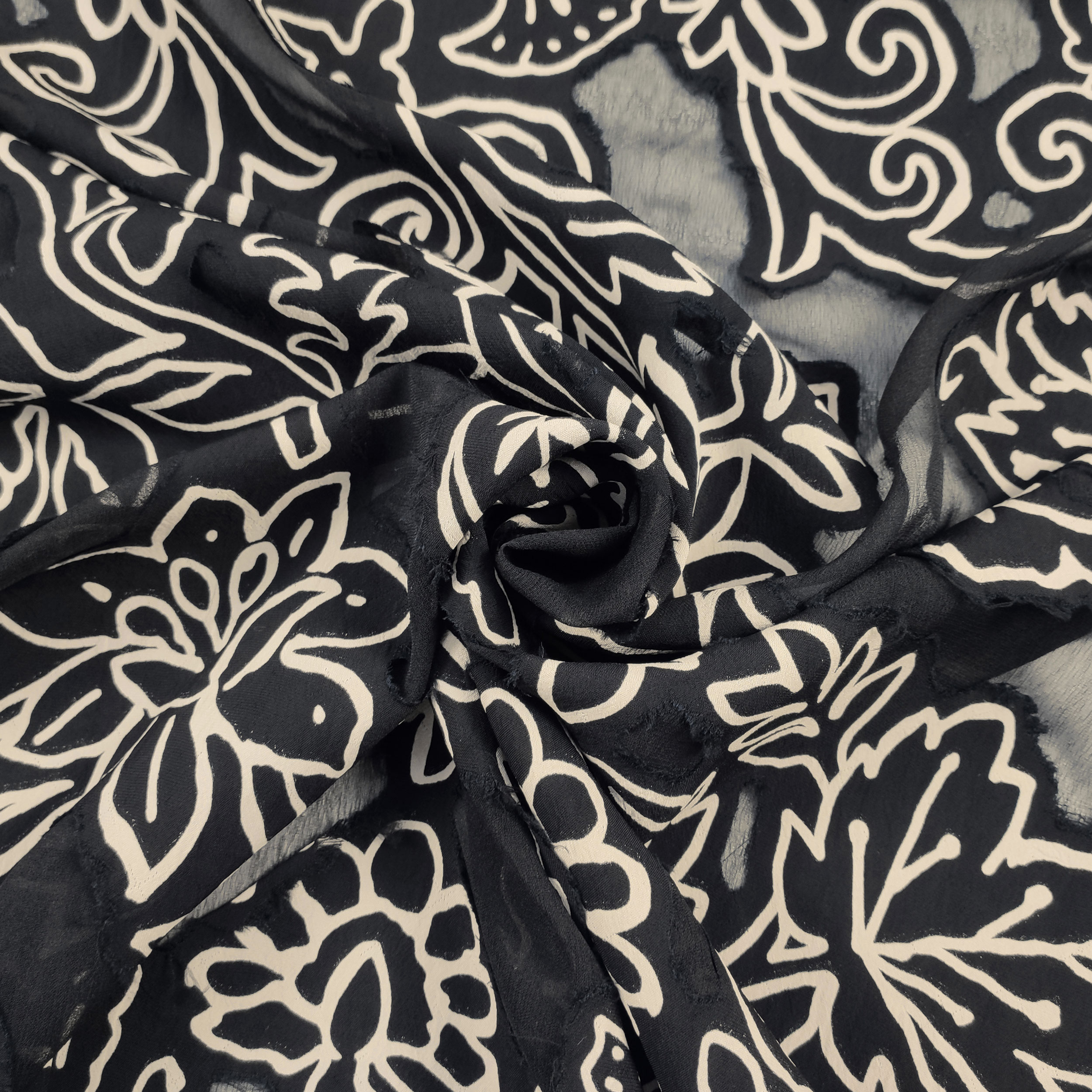 Devorè High Fashion Flowers Cream and Black