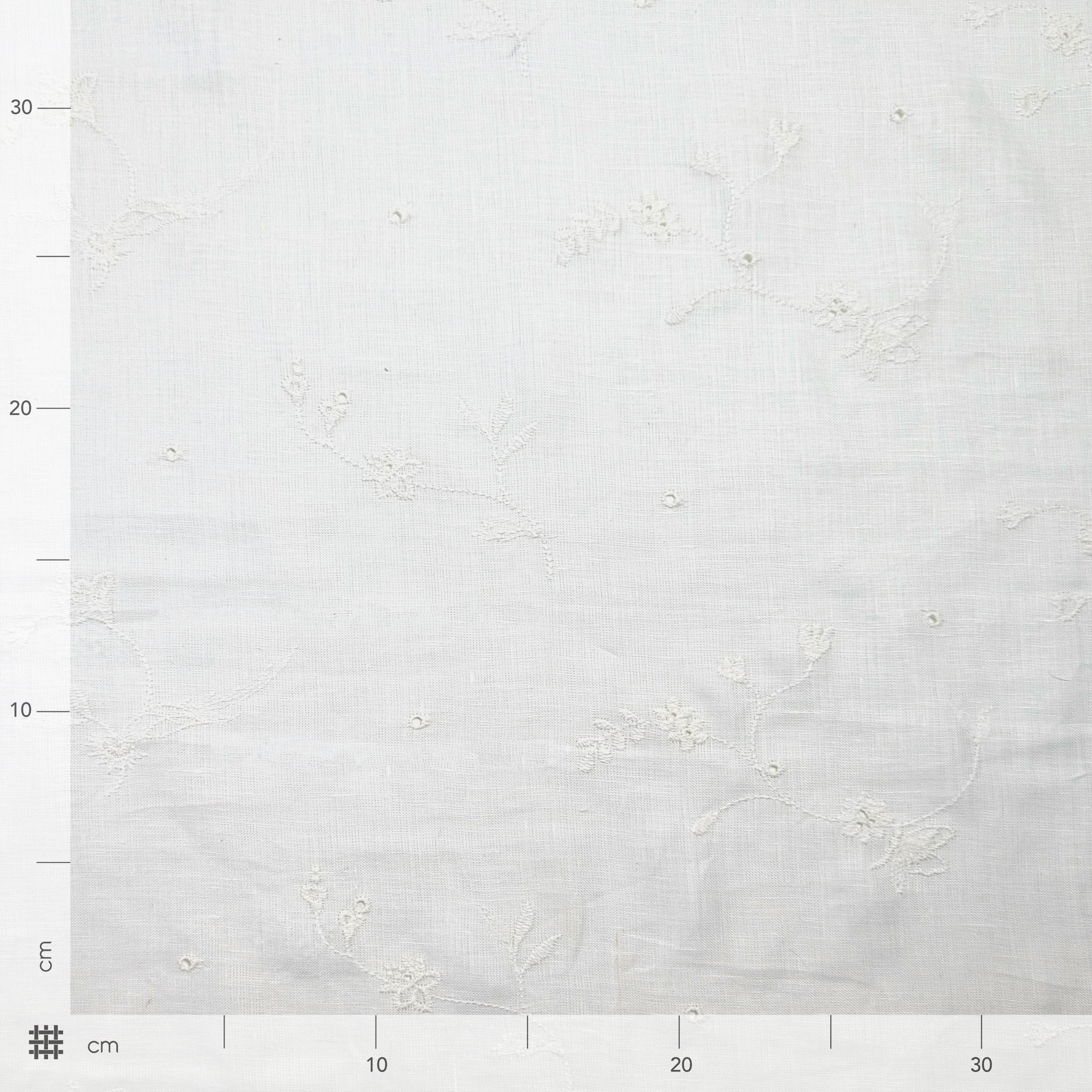 Pure Linen Fabric Embroidered Flowers Image