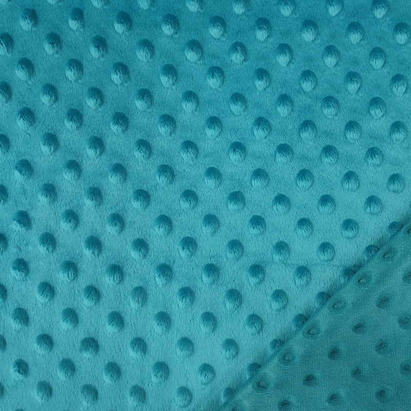 Tessuto Minky Dots Peluche Turchese 