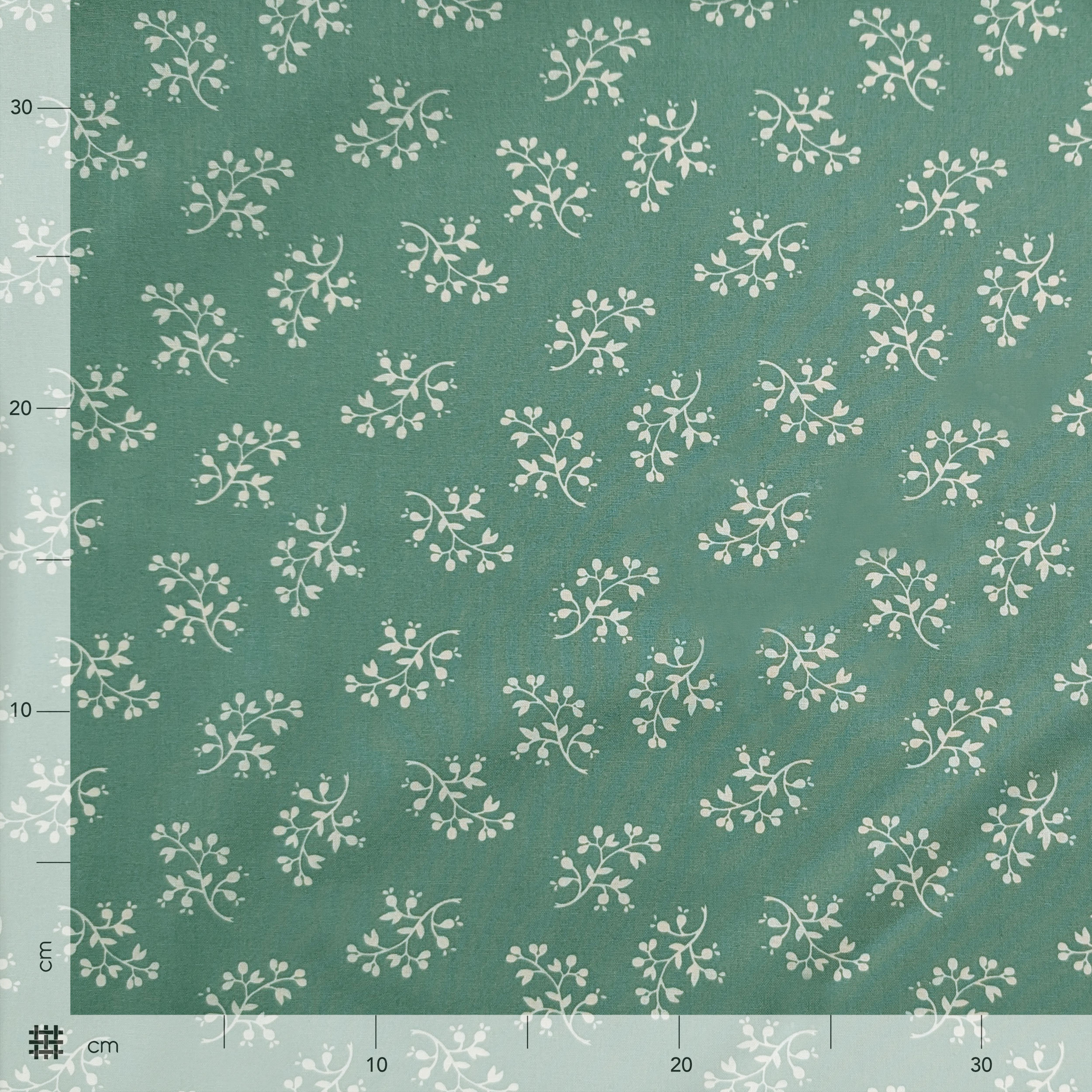 Poplin Cotton Flowers Background Sage Image