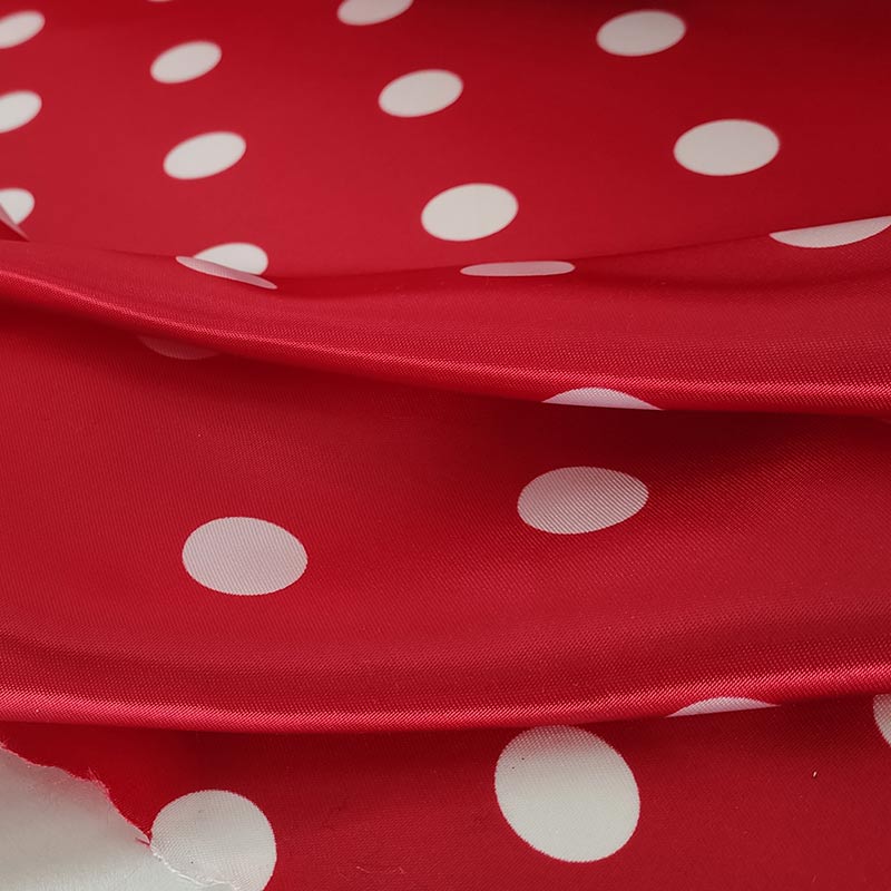 White Polka Dot Red Satin Image