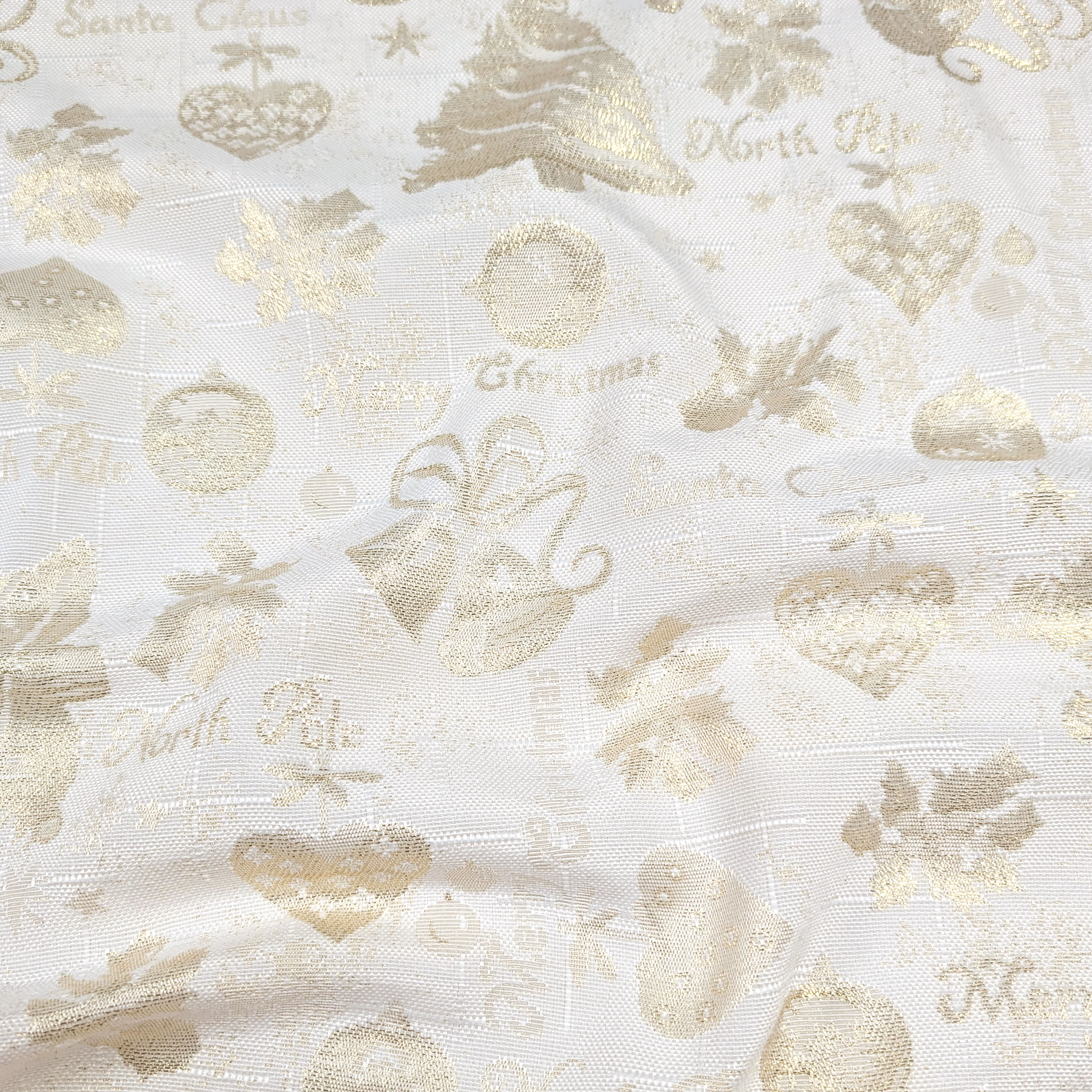 Jacquard Merry Christmas White Gold Lurex Image