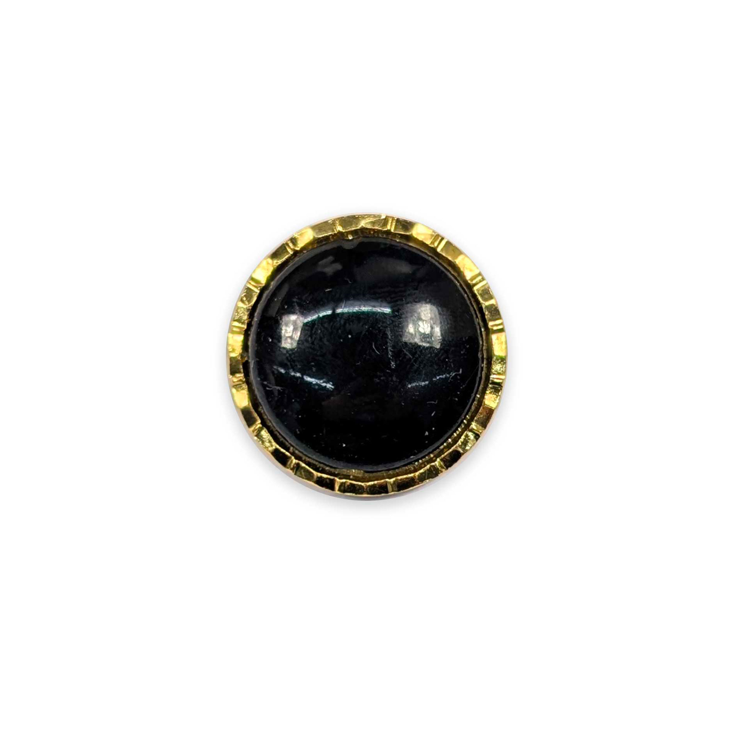 Large Golden Button with Polished Black Stone Image