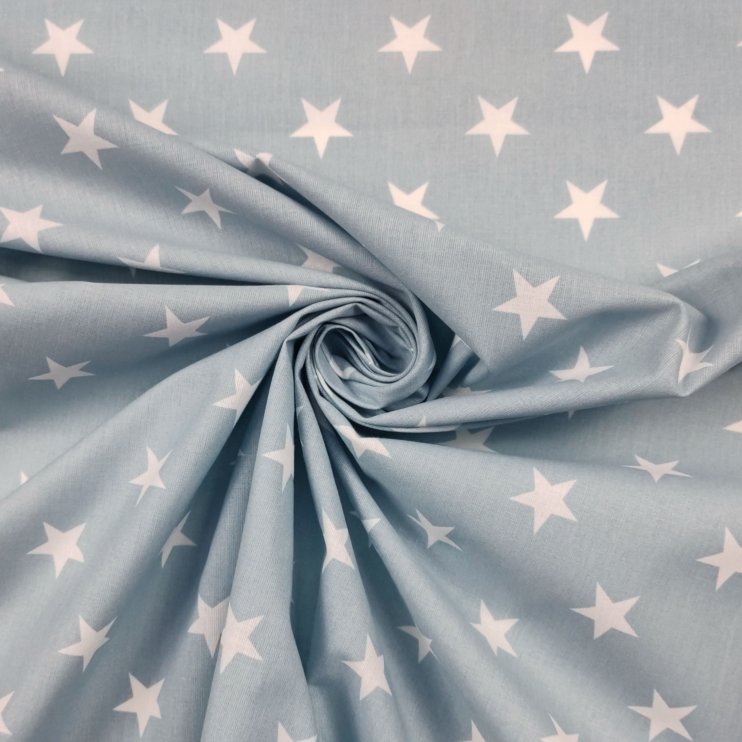 Sábana de algodón Estrellas blancas con fondo azul