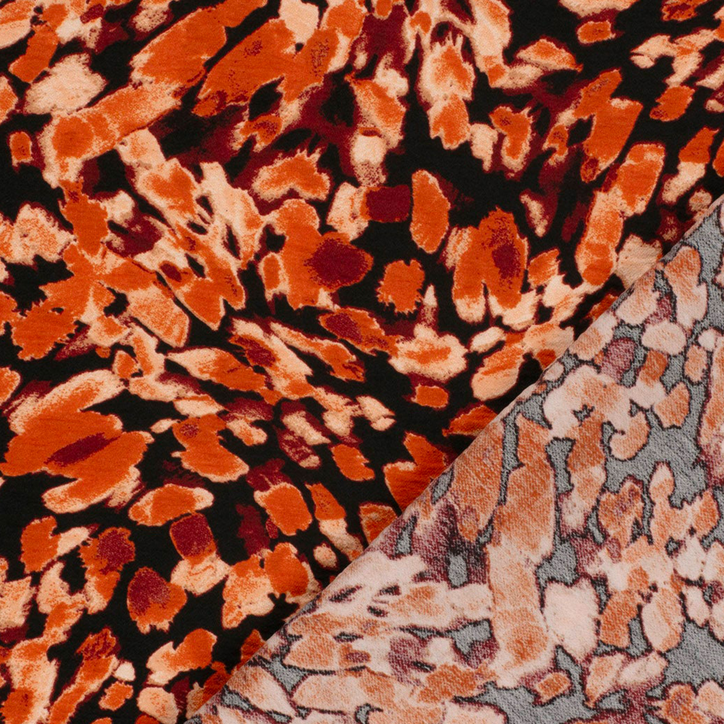 Viscose Hand Crepe Floral Abstract Brick Image