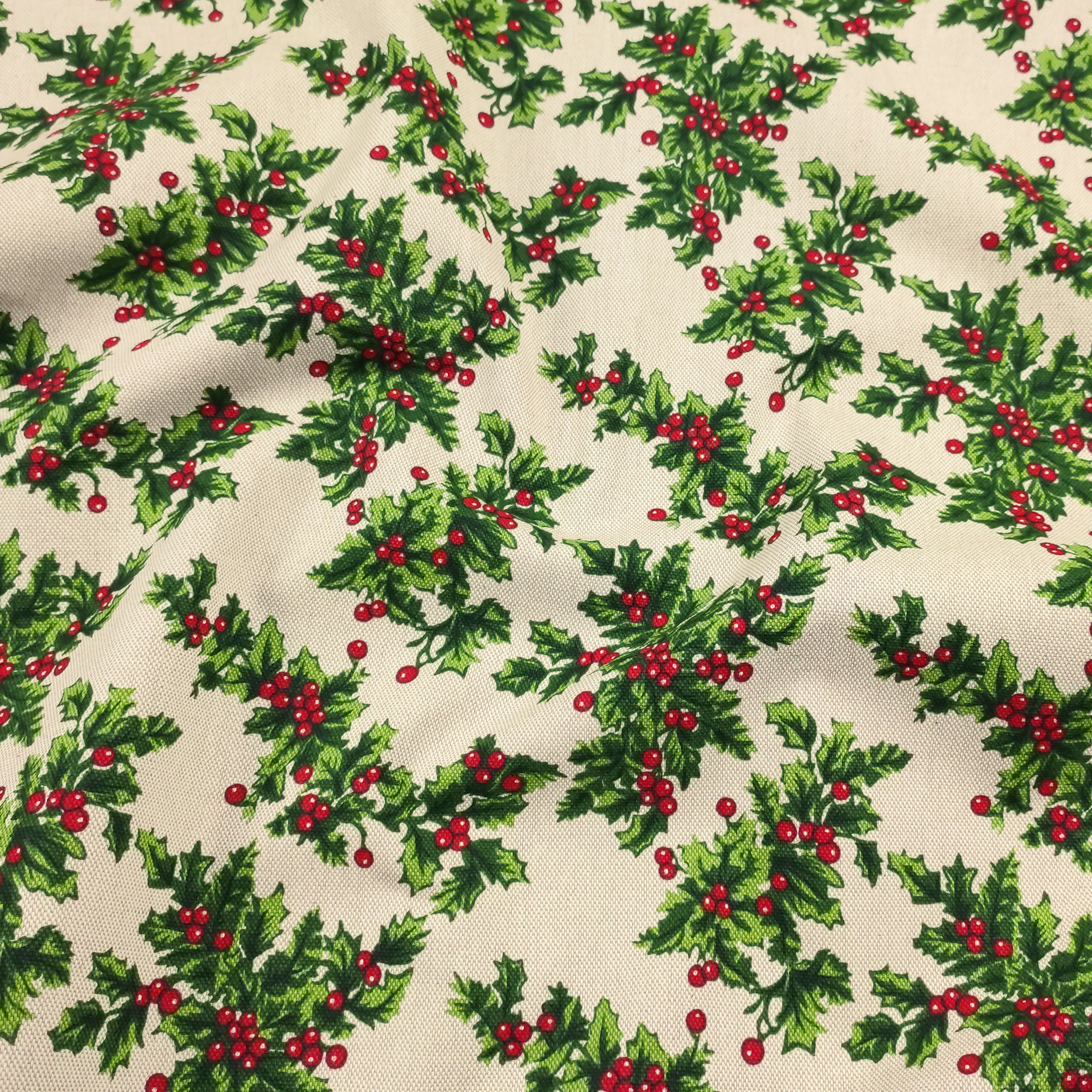 Mélange de coton de Noël Motif de l'arbre à houx H 280 cm