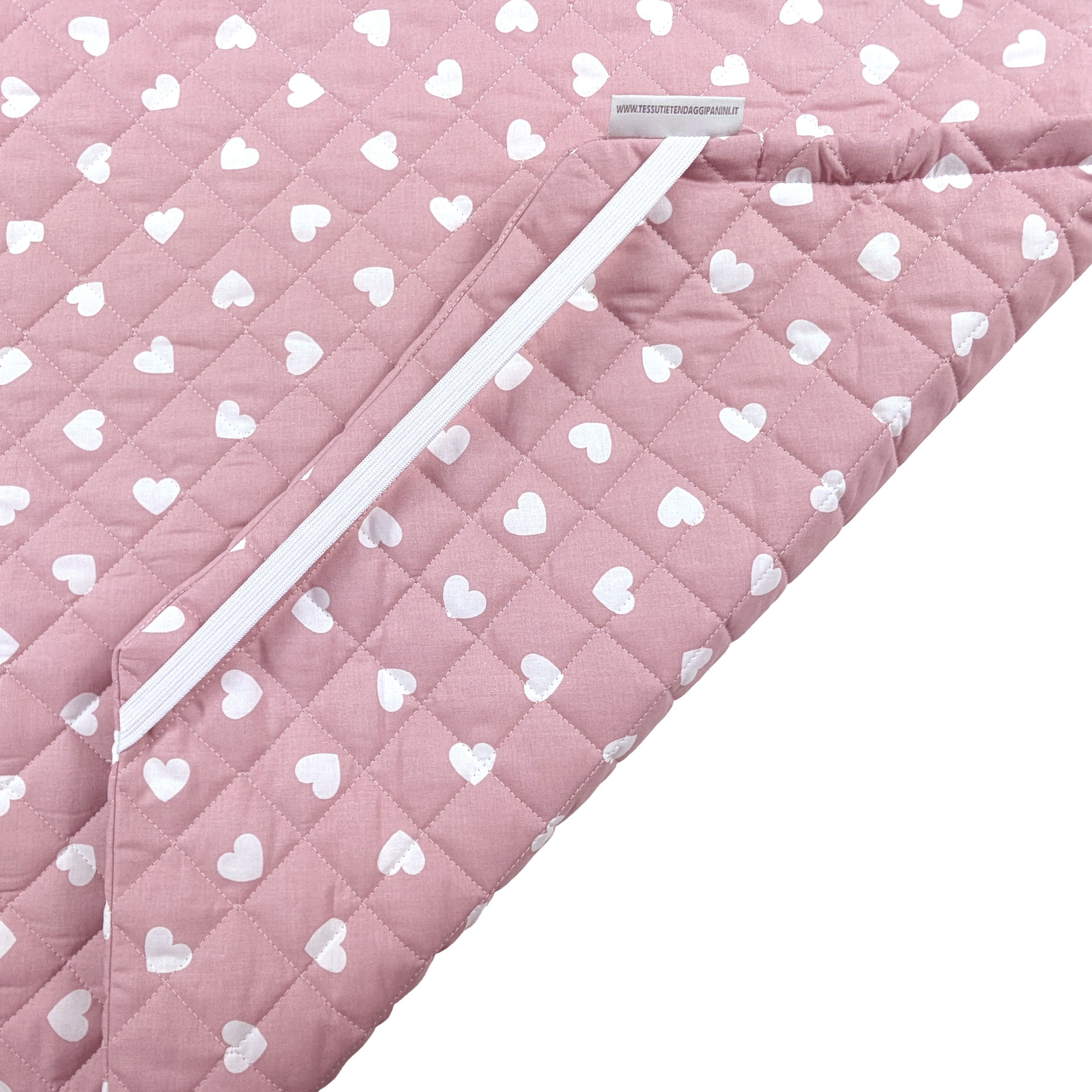 Shaped Sleeping Bag for Brandy White Hearts with Antique Pink Background Image