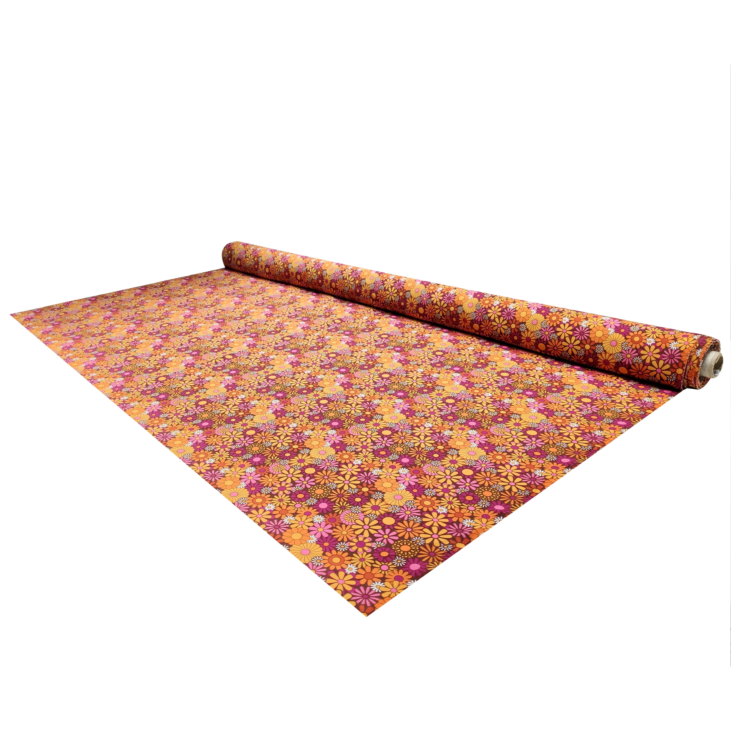 Tessuto Carnevale Fantasia Fiori Hippie Arancio Image