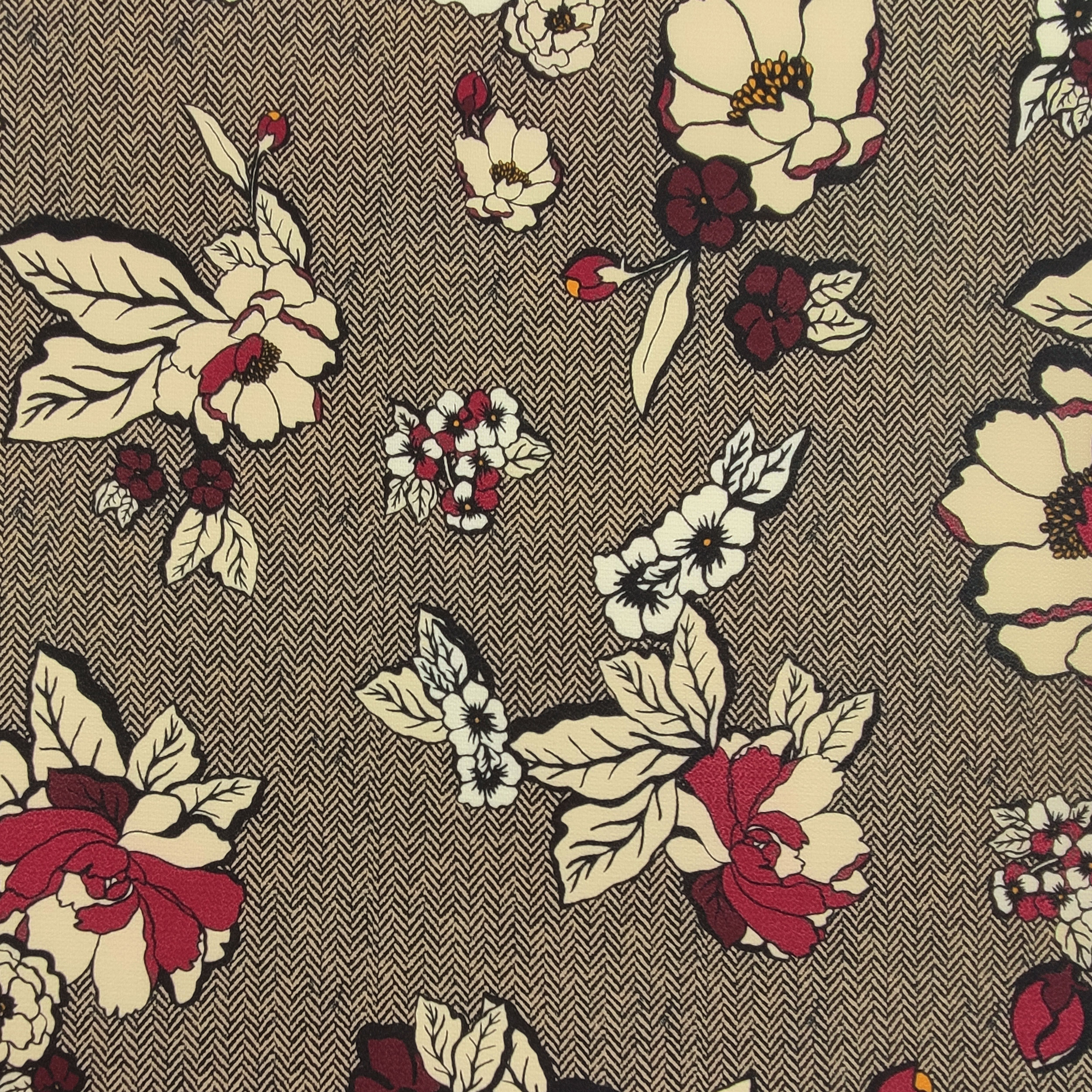 Crepe Herringbone Flowers Fashion
