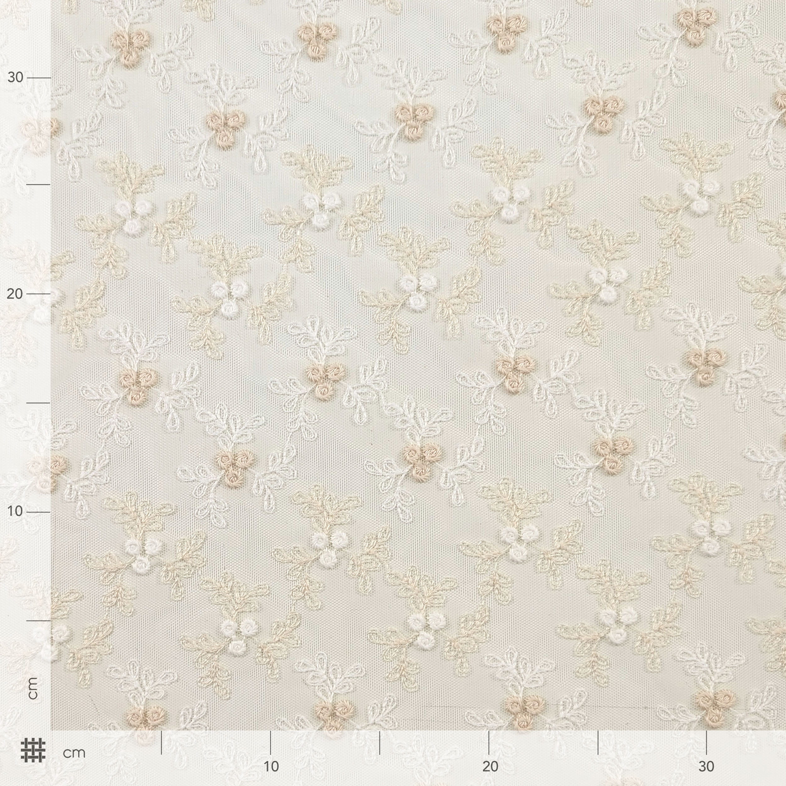 Tissu Rideau Dentelle Floral Beige Image