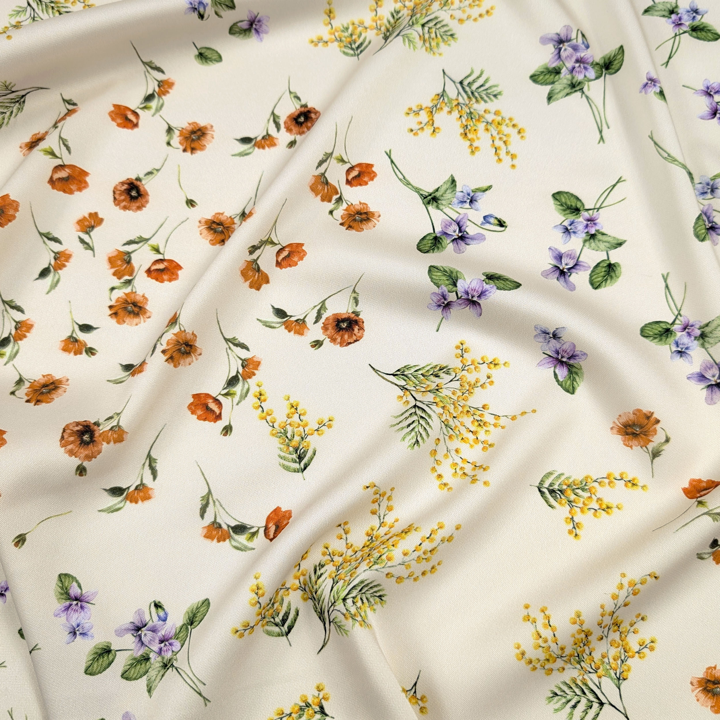 Twill Fashion Flowers Cream Background Image