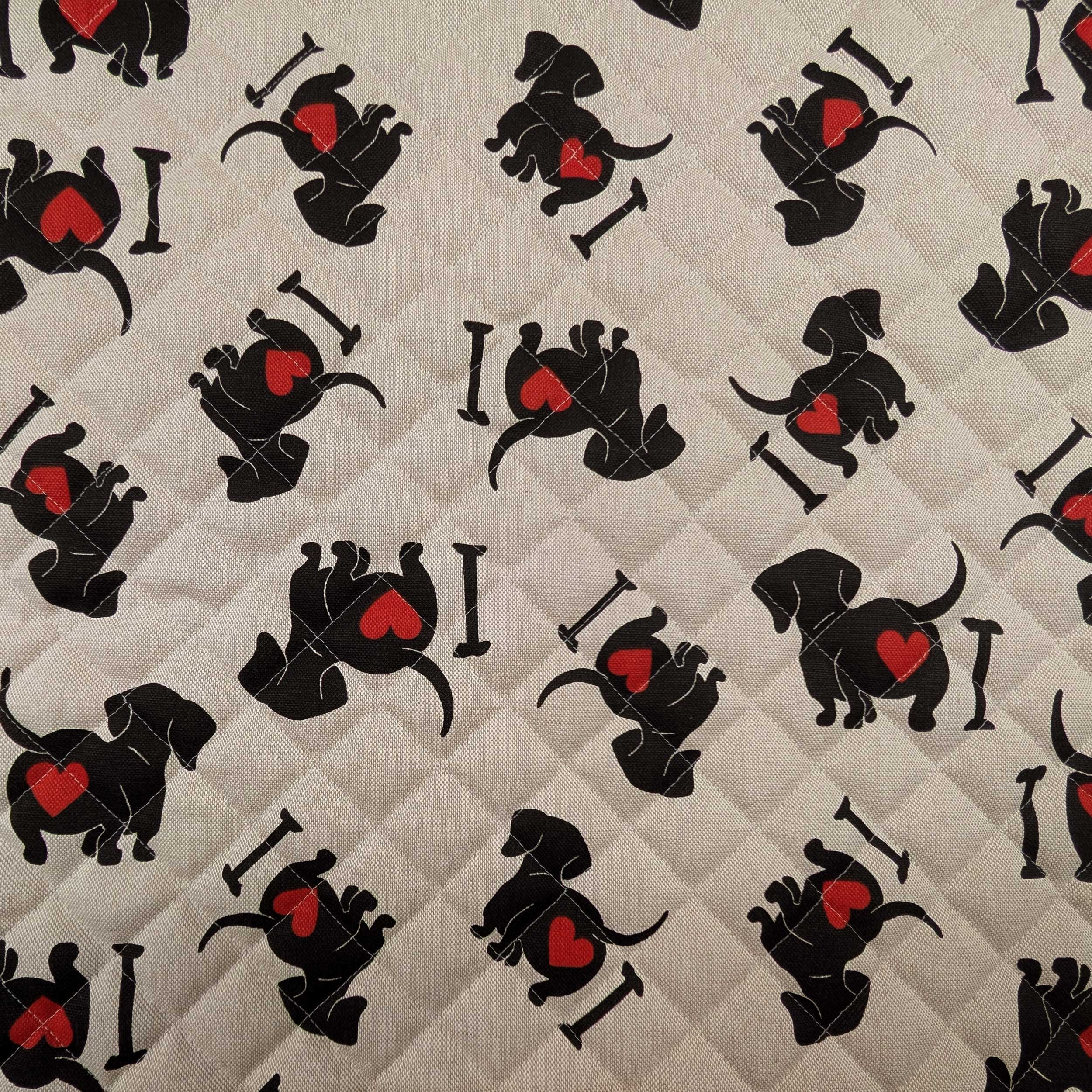 I Love Dachshunds patterned quilted fabric Image