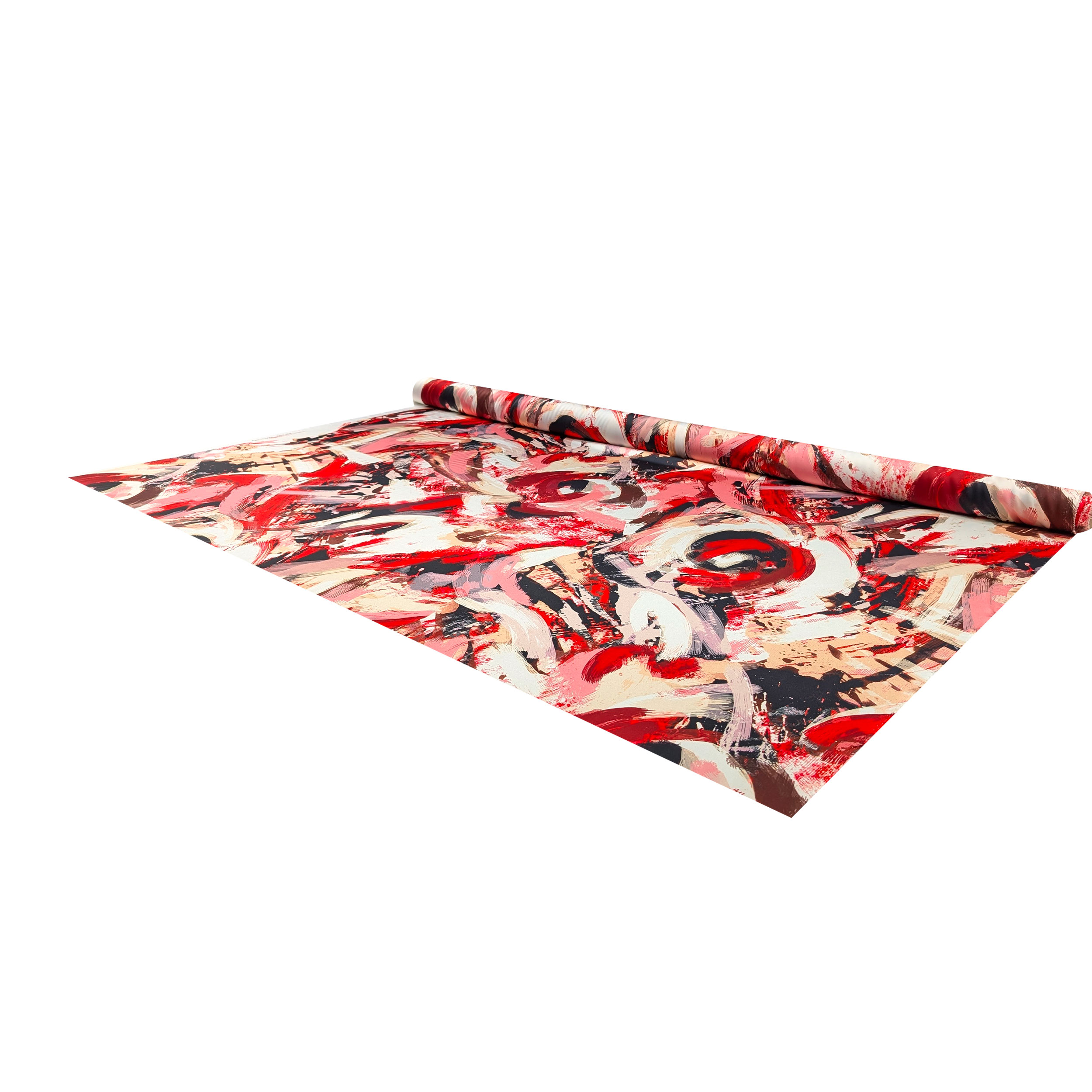 Satin Setate High Fashion Brushstroke Tones Red and Black Image