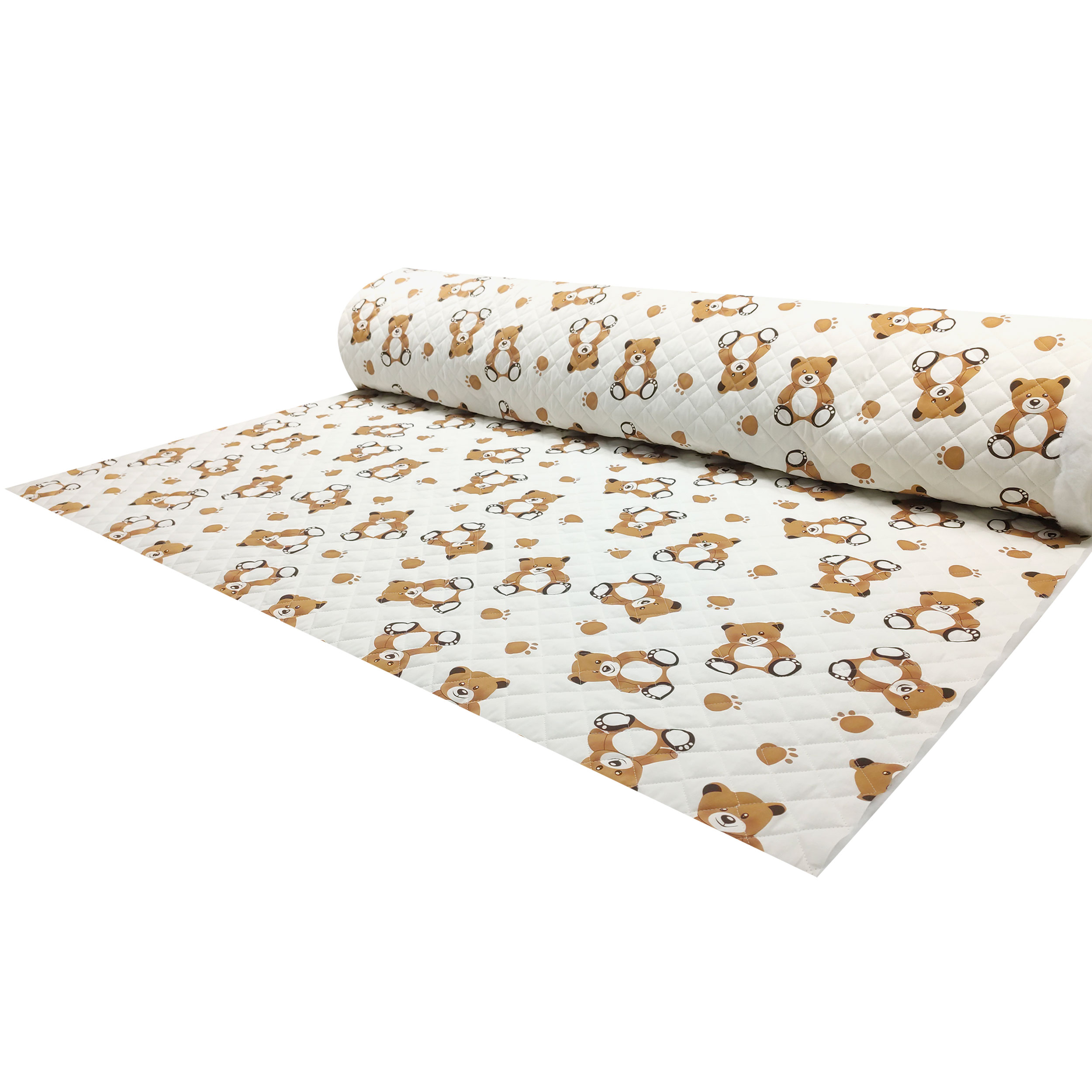 Quilted Fabric Bears White Background Image