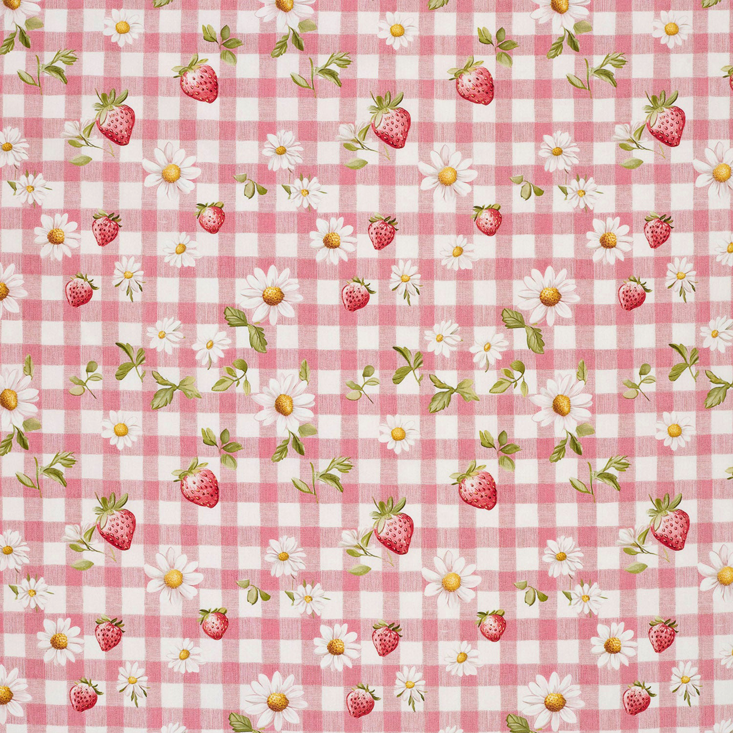 Pink and Strawberry Check Cotton Poplin Image