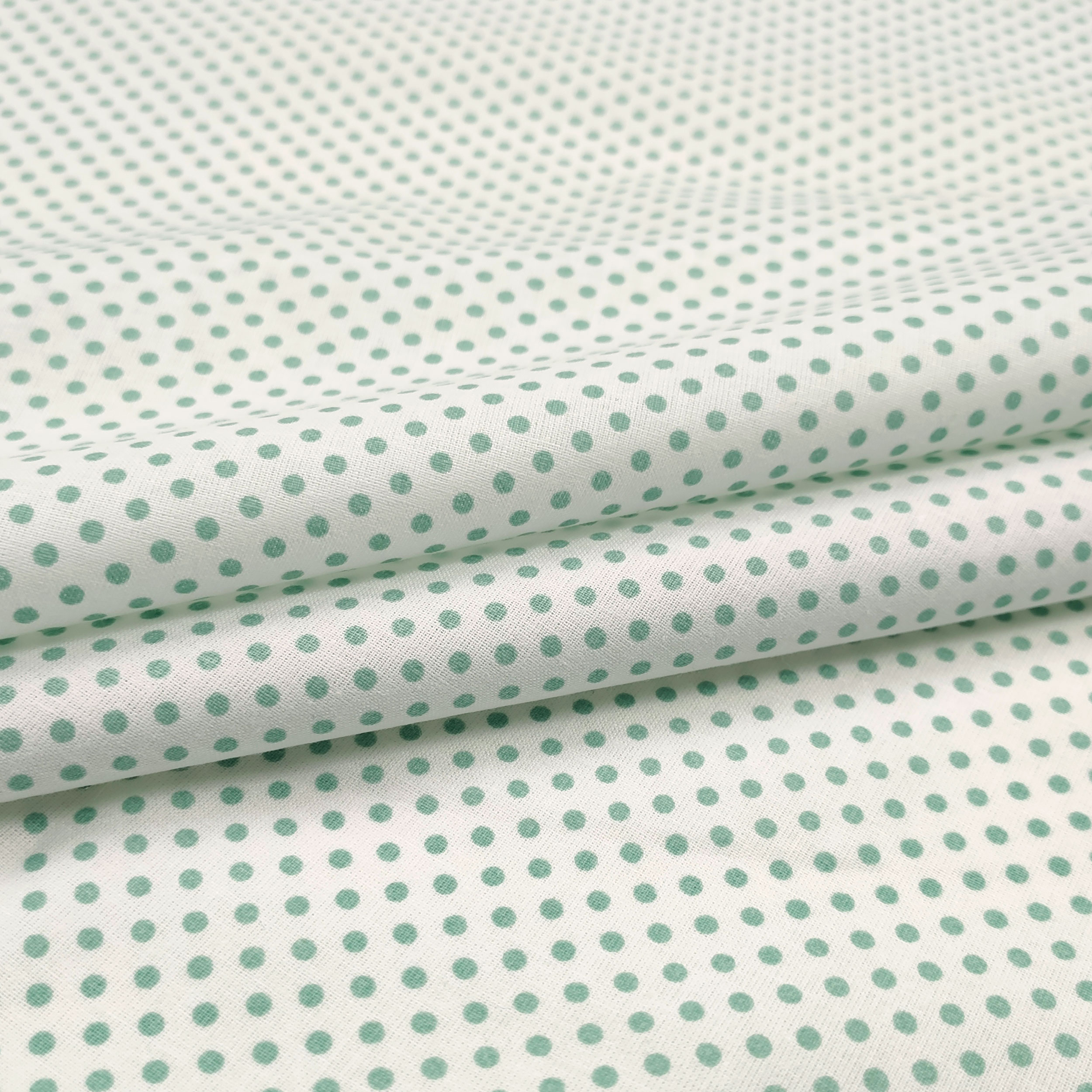 Baumwollstoff Weiß Mint Polka Dot